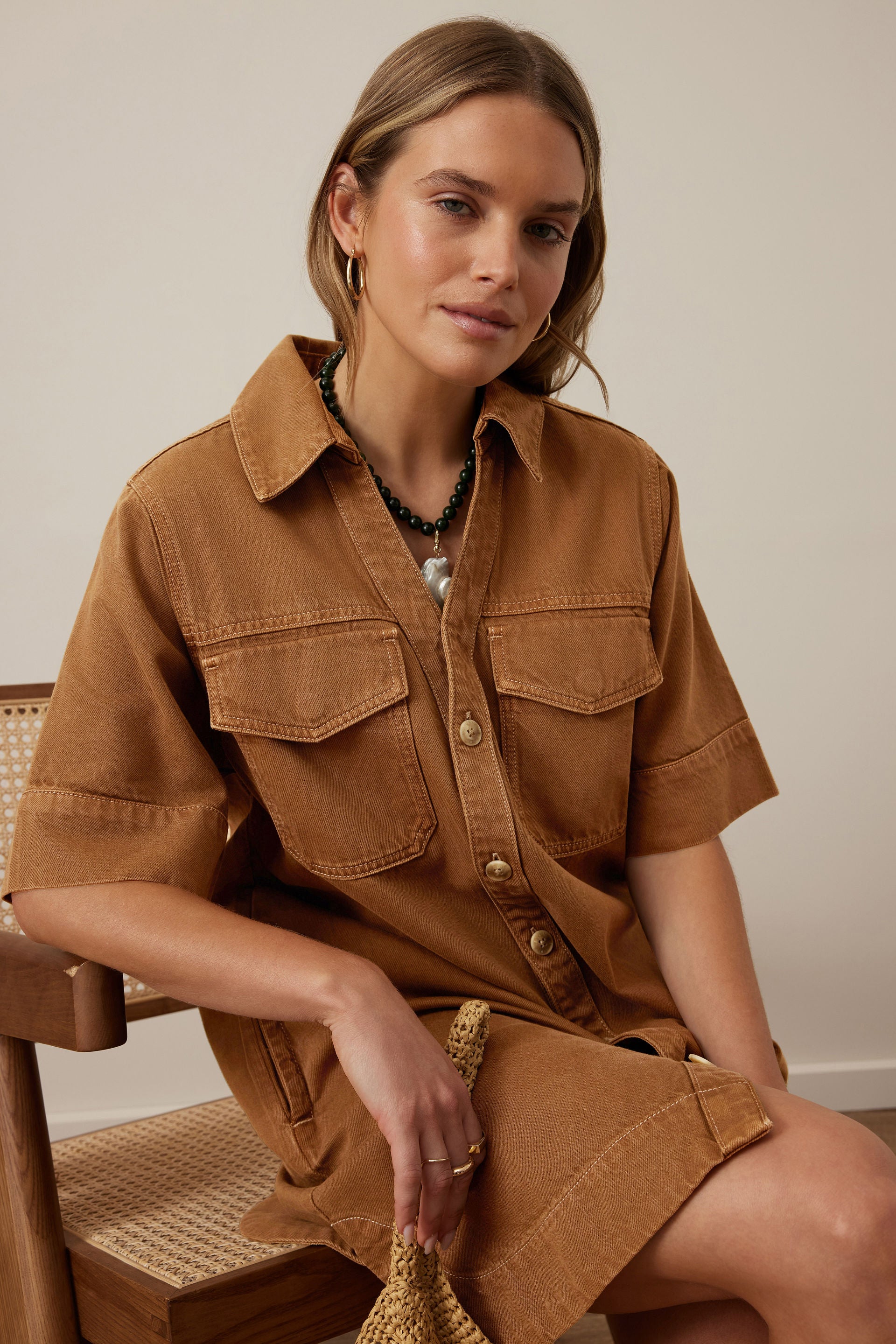 Sammy Relaxed Shirt Dress - Toffee