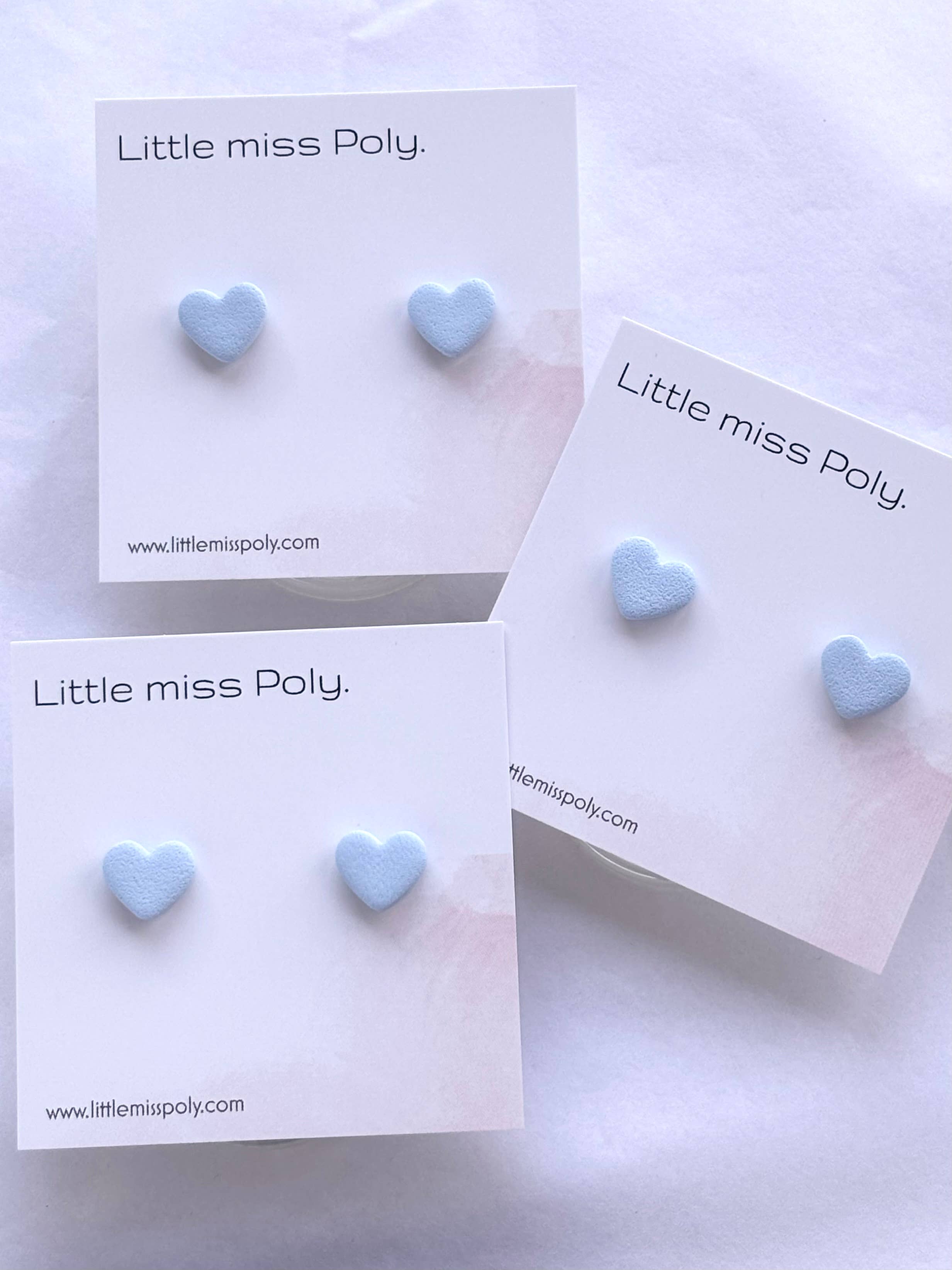 Mini Heart Stud - Soft Blue