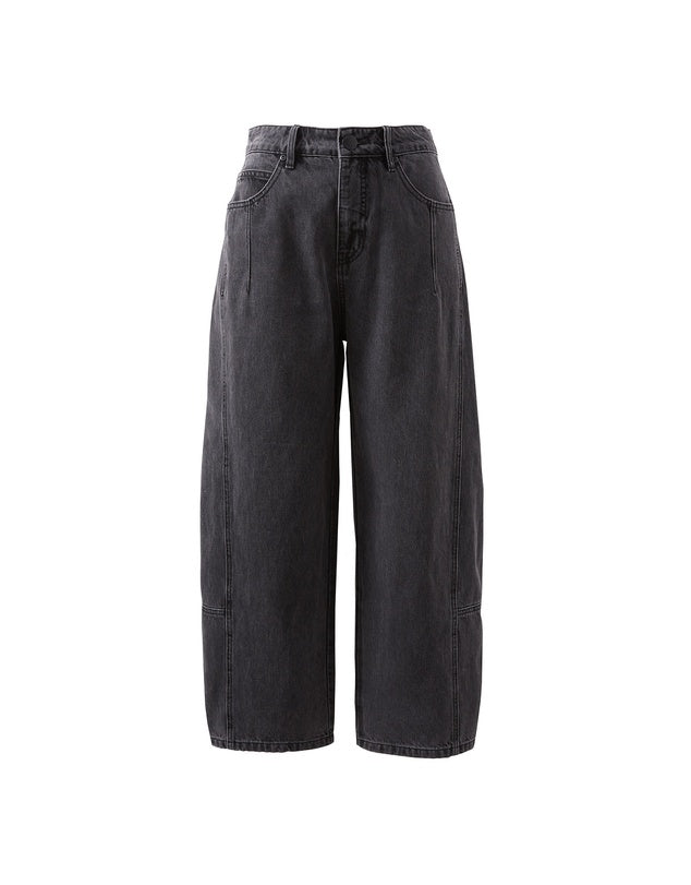 Darted Barrel Jeans - Washed Black
