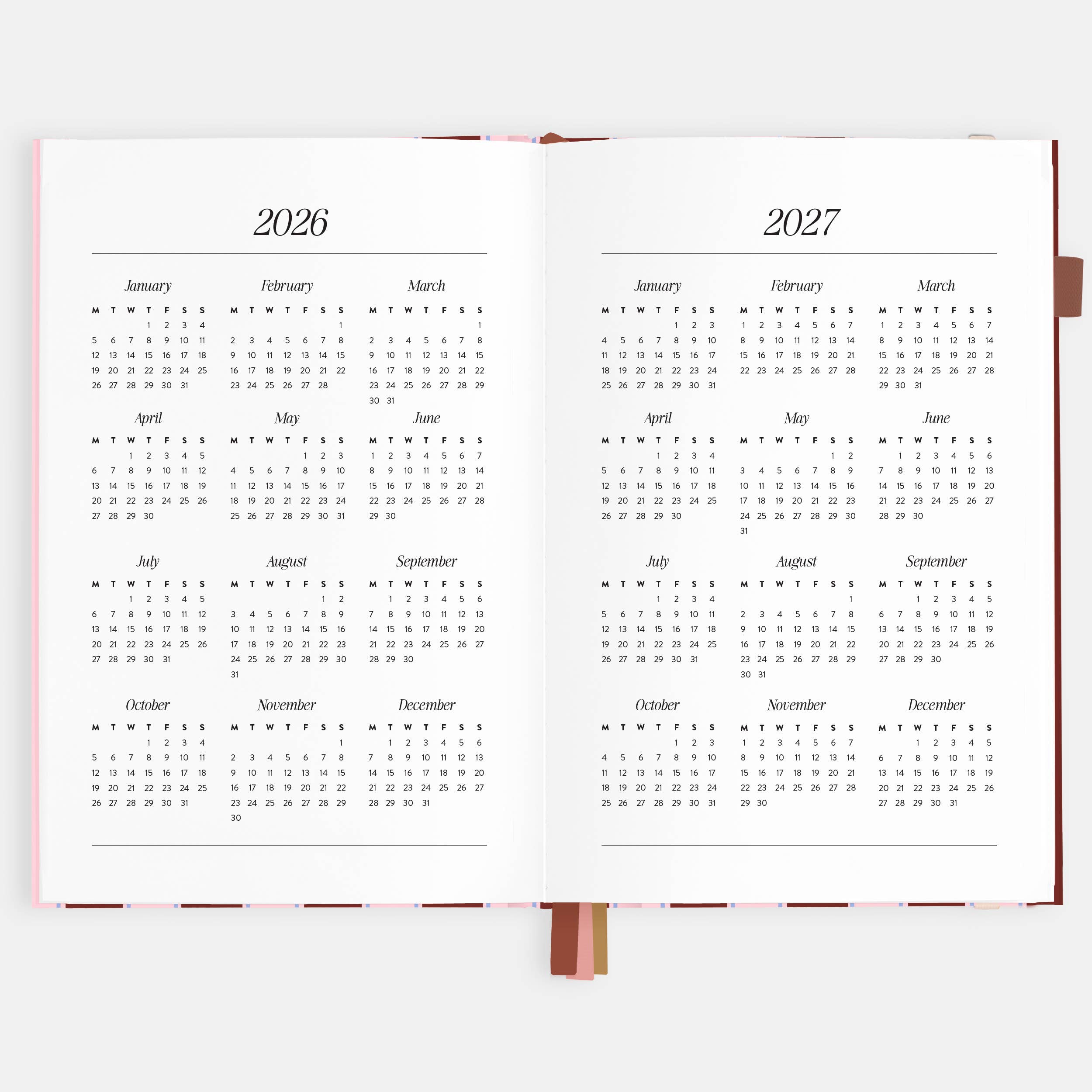 2026 Burgundy Stripe A5 Vertical Planner
