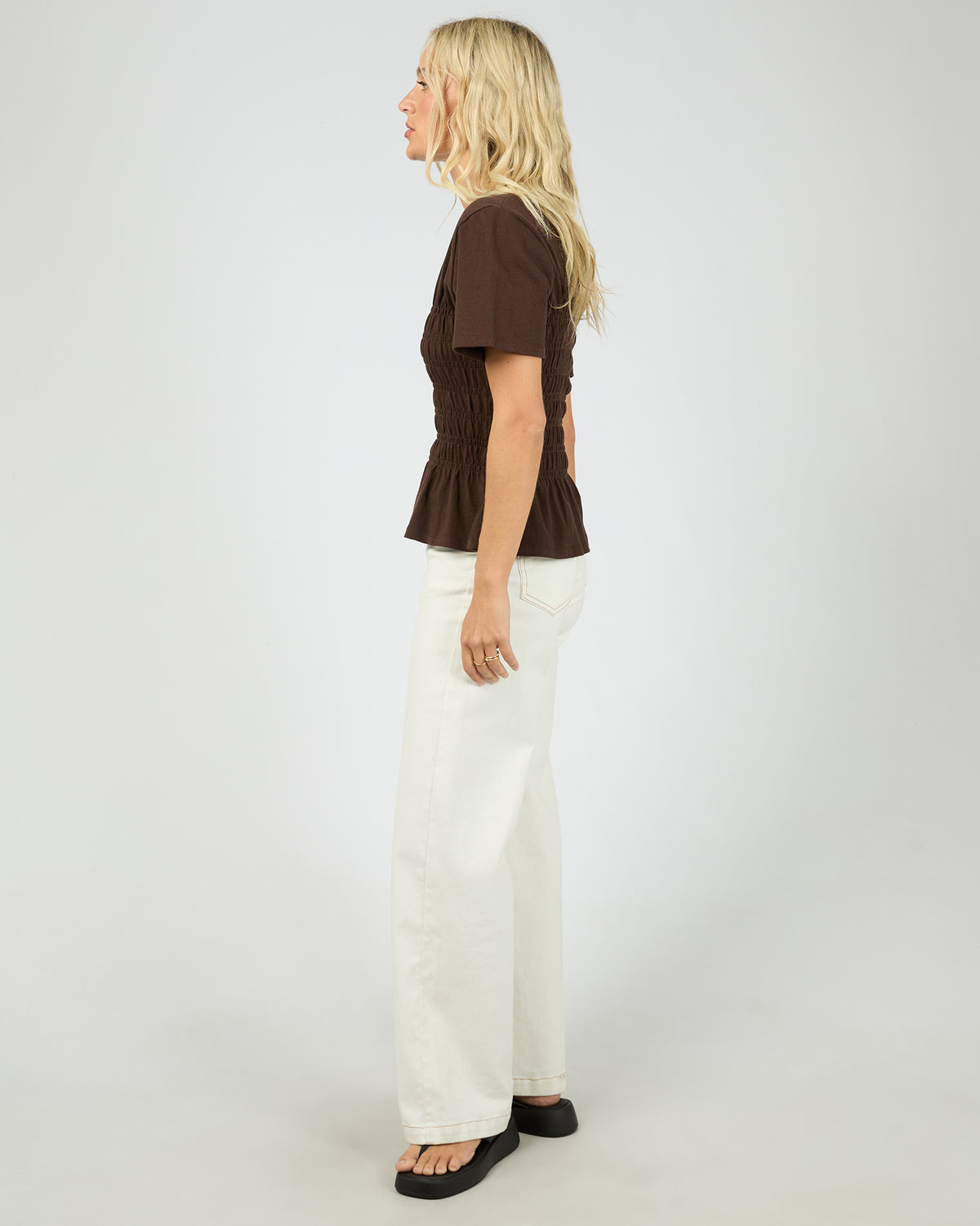 LIPA RUCHED TOP BROWN