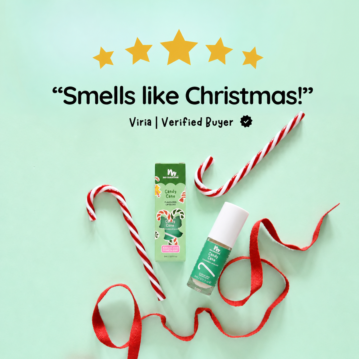 Candy Cane Natural Kids Lip Gloss Christmas