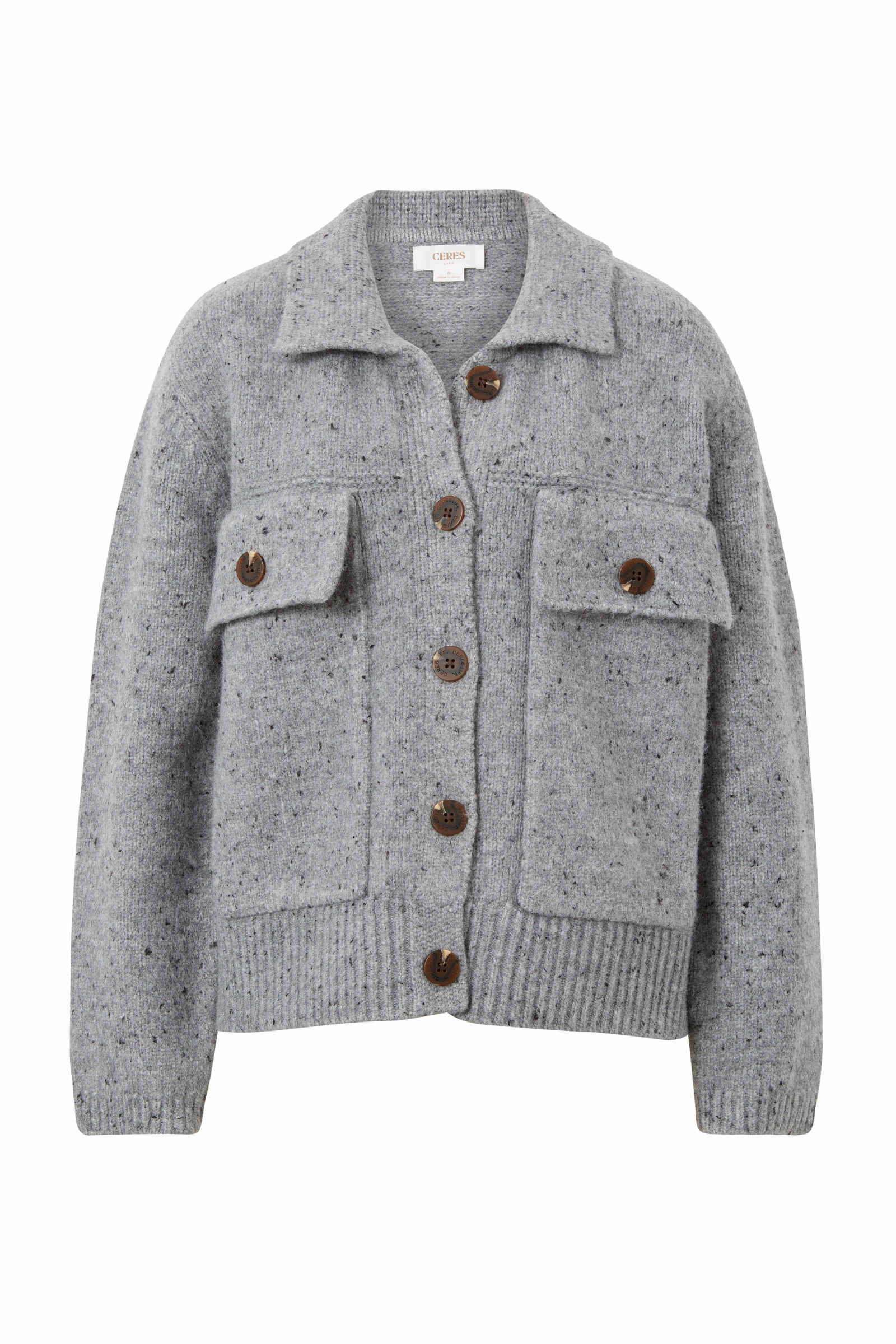 Knit Bomber Cardi - Mid Grey