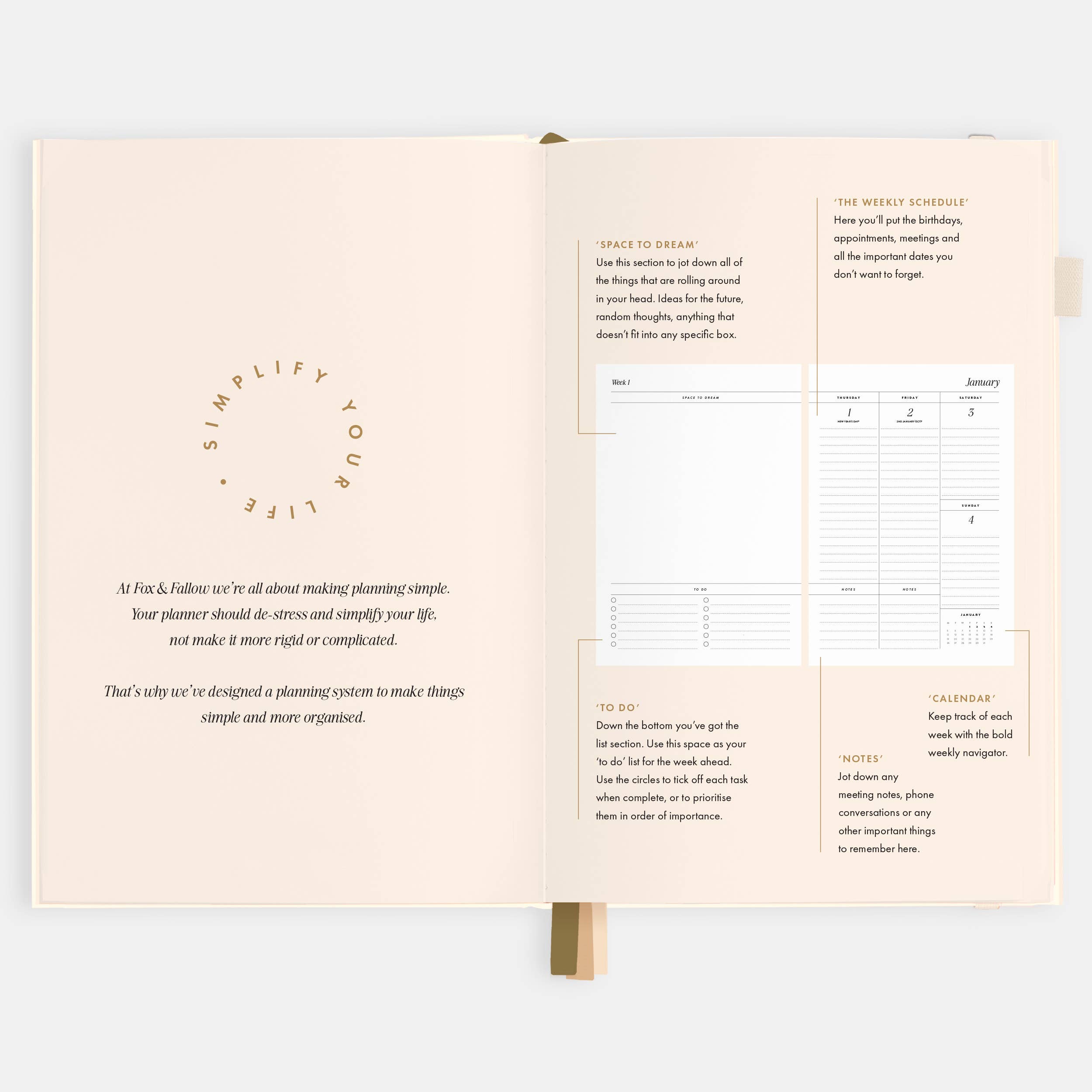 2026 Creme A5 Vertical Planner