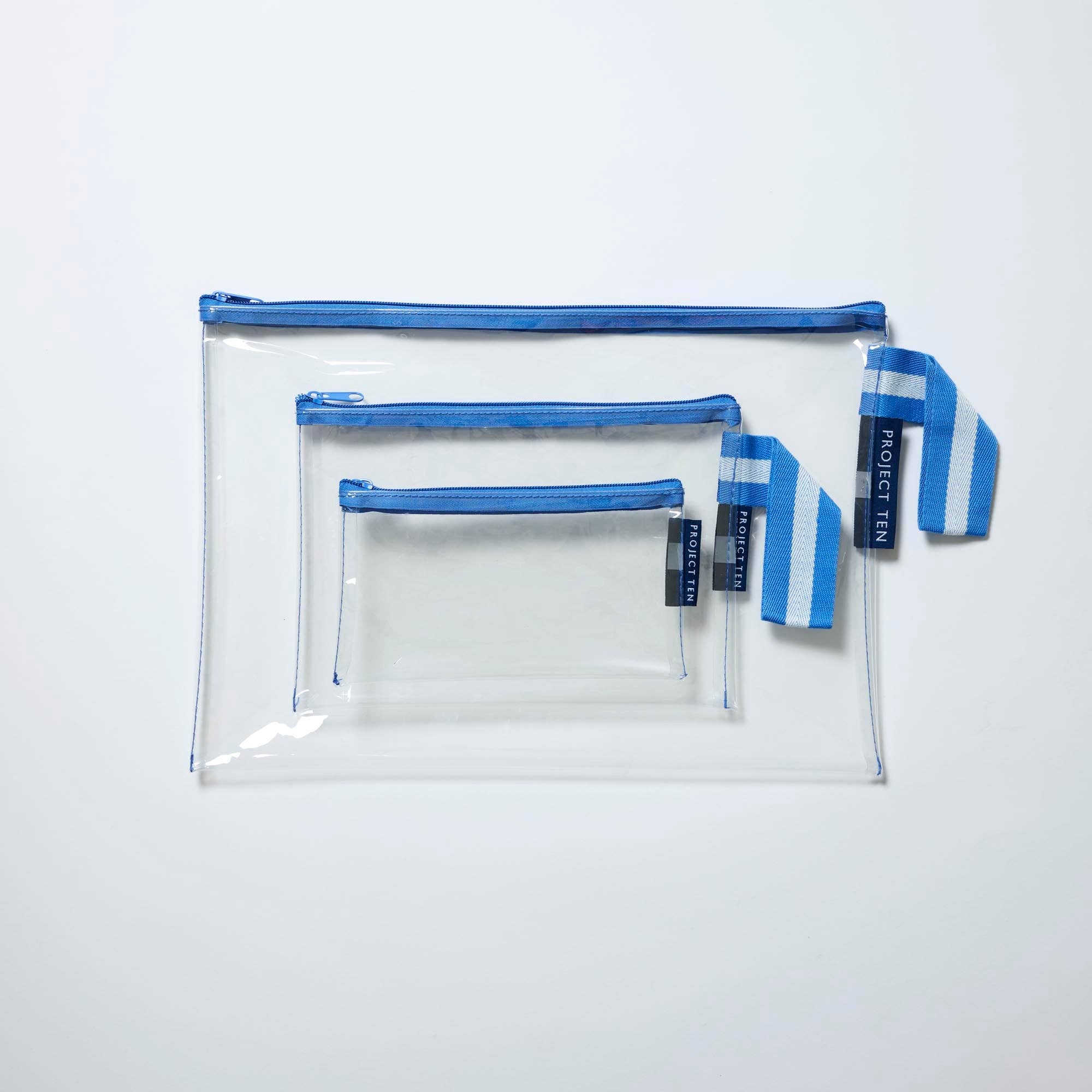 Clear Zip Pouch Bundle (x3 sizes) – Blue