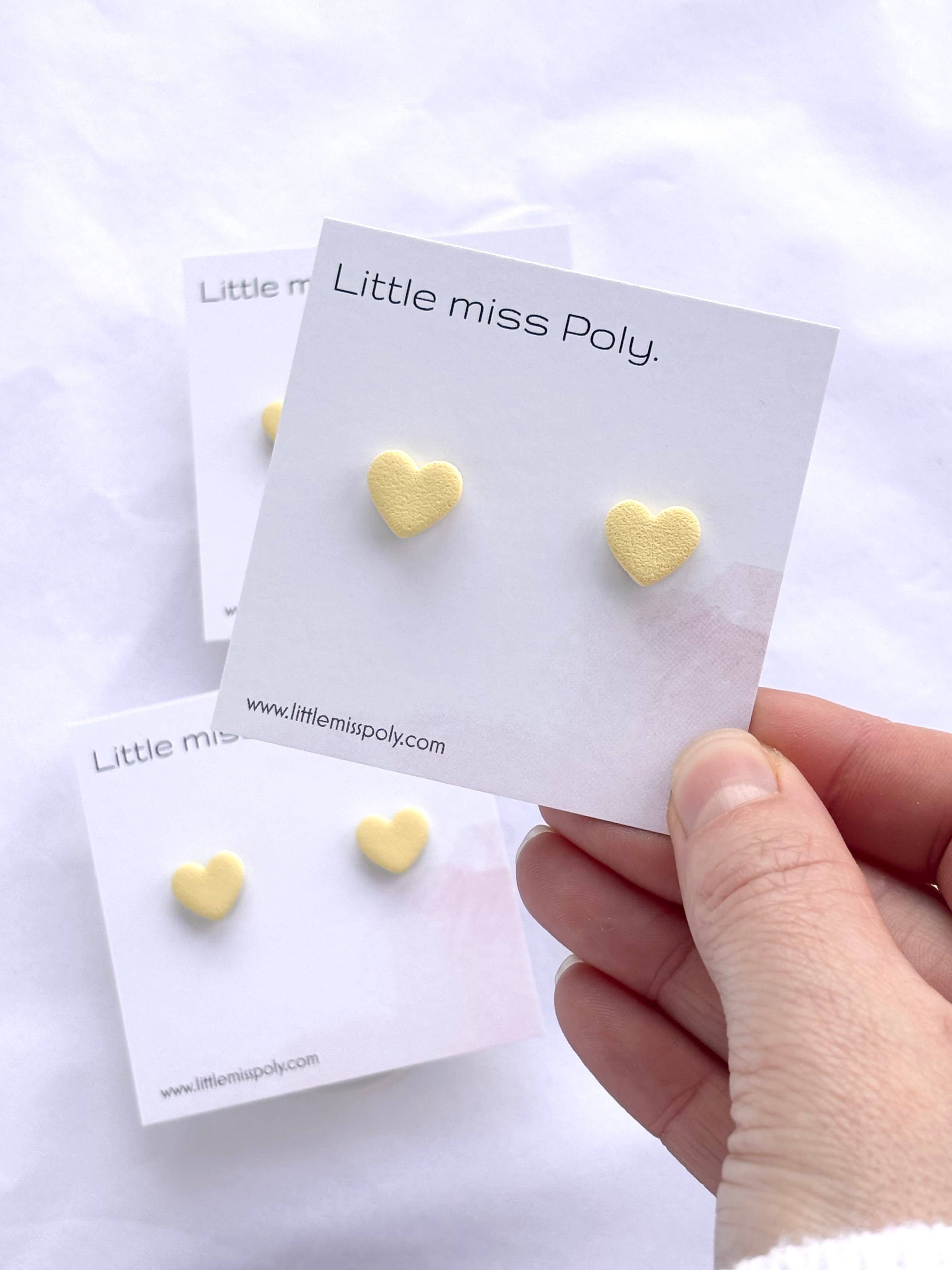 Mini Heart Stud - Butter Yellow