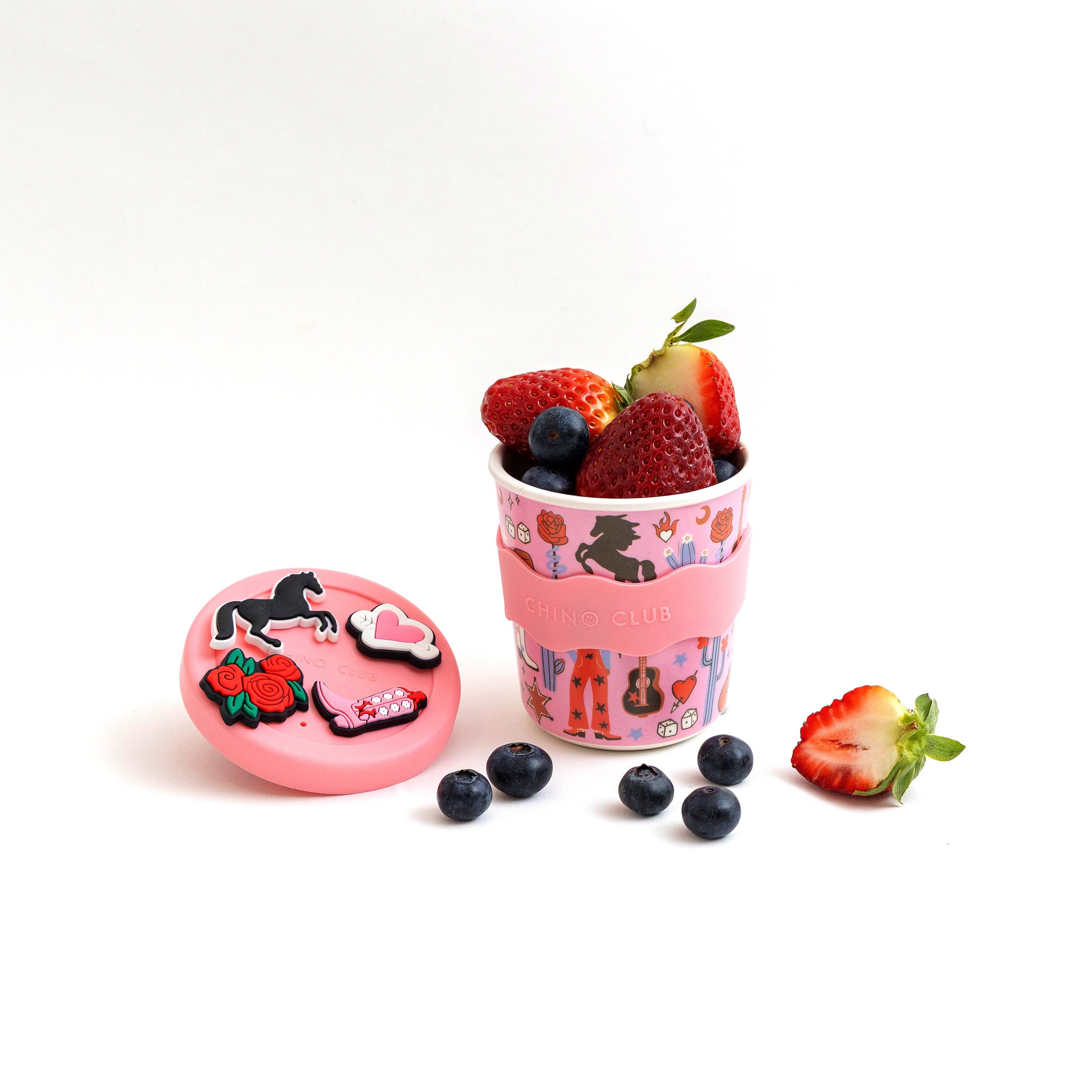 Cowgirl Chino Charm Cup 8oz by Chino Club, featuring a stylish cowboy-themed design and a durable ceramic construction.