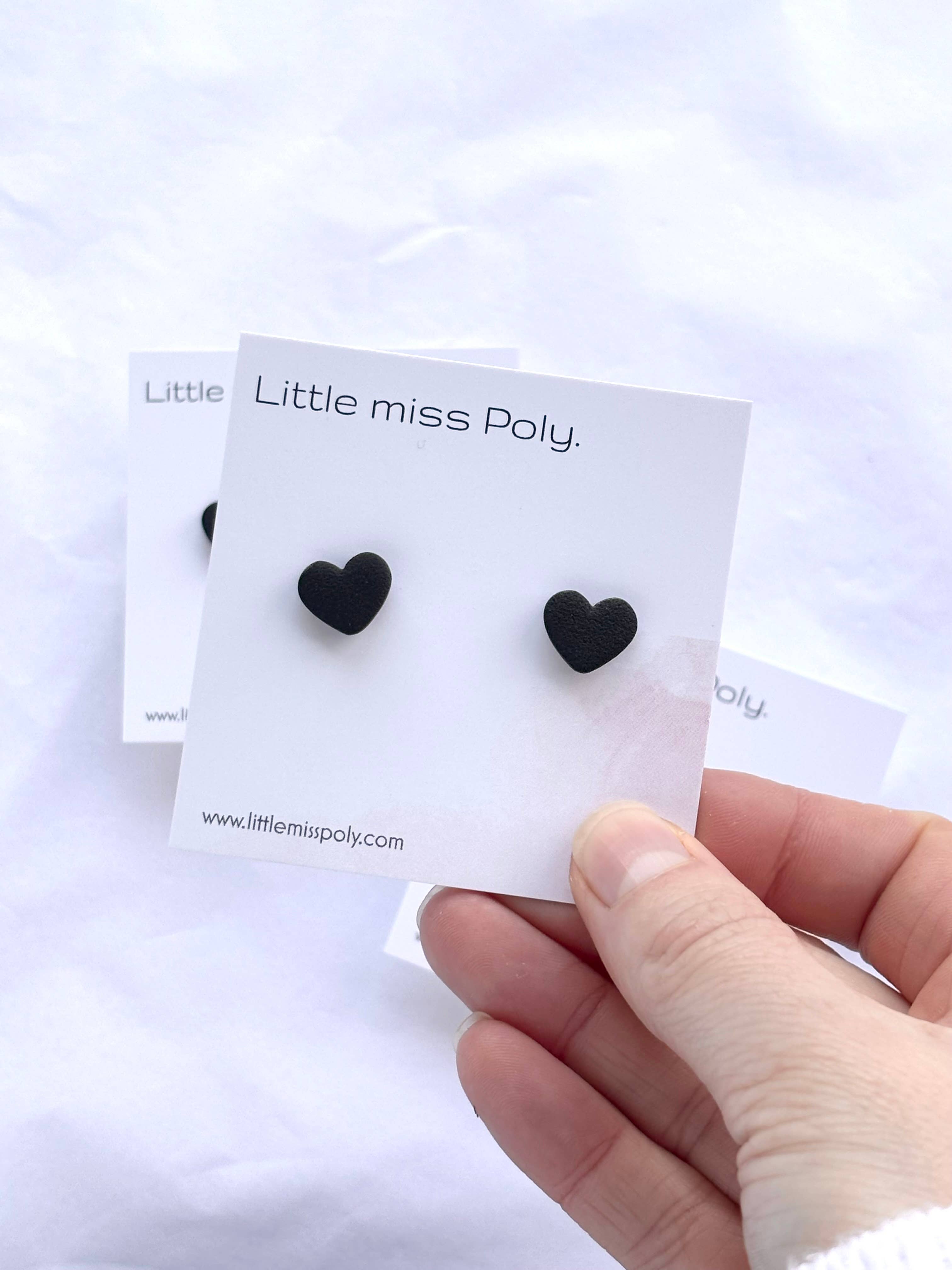 Mini Heart Stud - Black