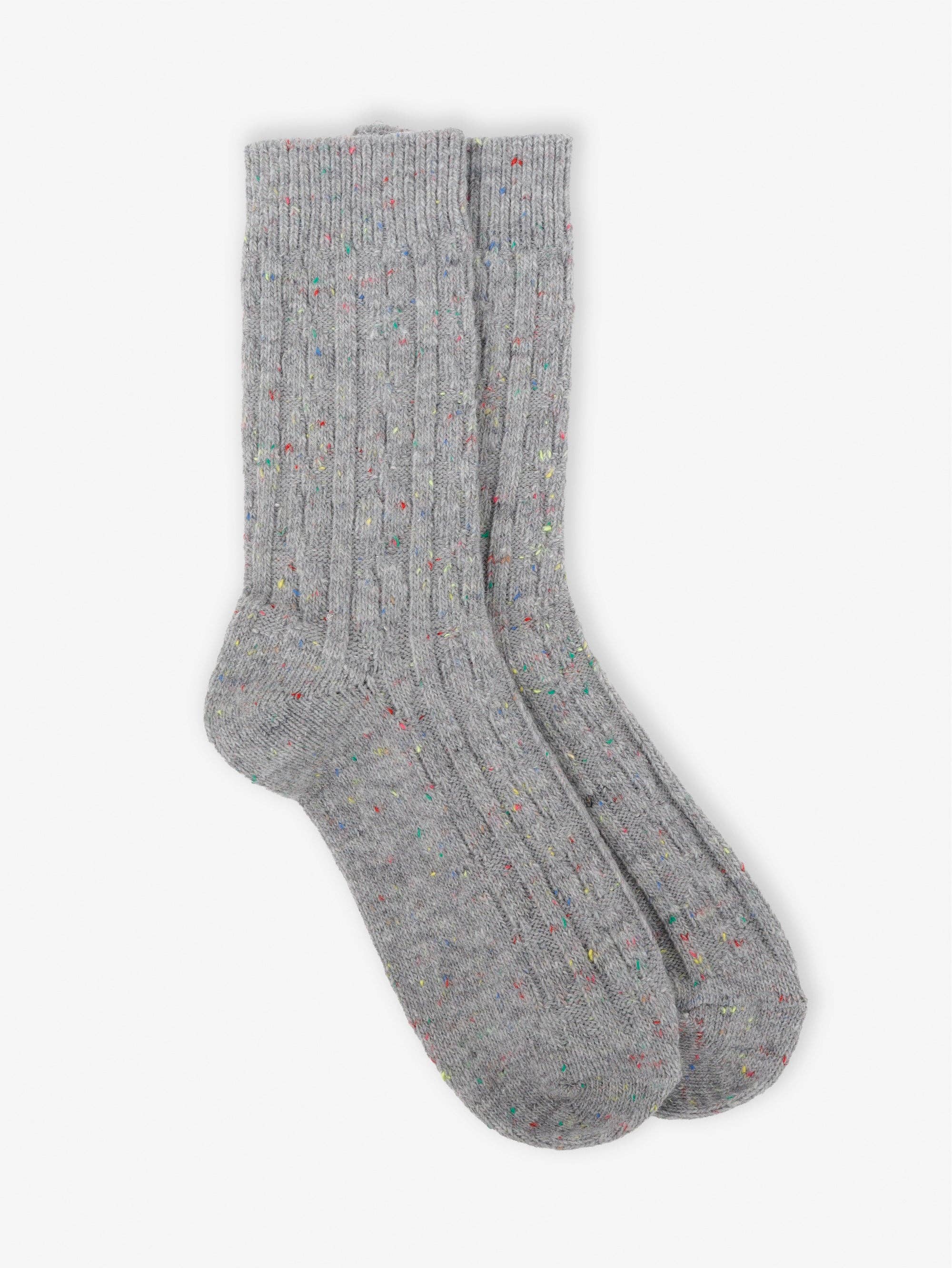Cable Neb Crew Socks in Grey