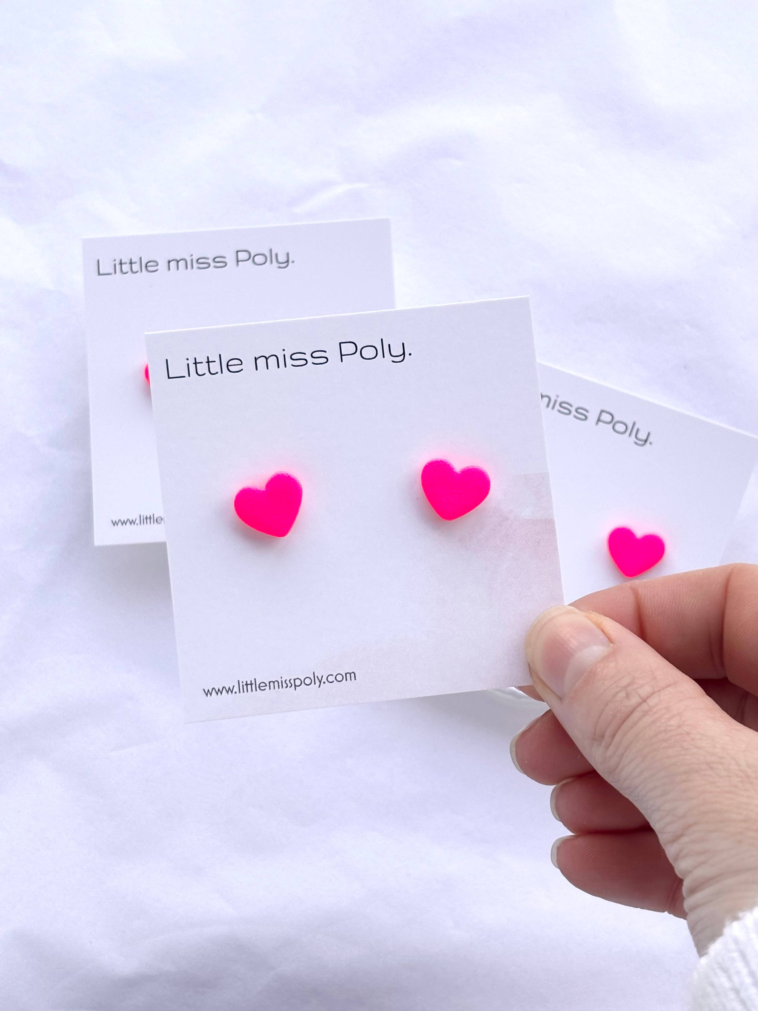 Mini Heart Stud - Hot Pink