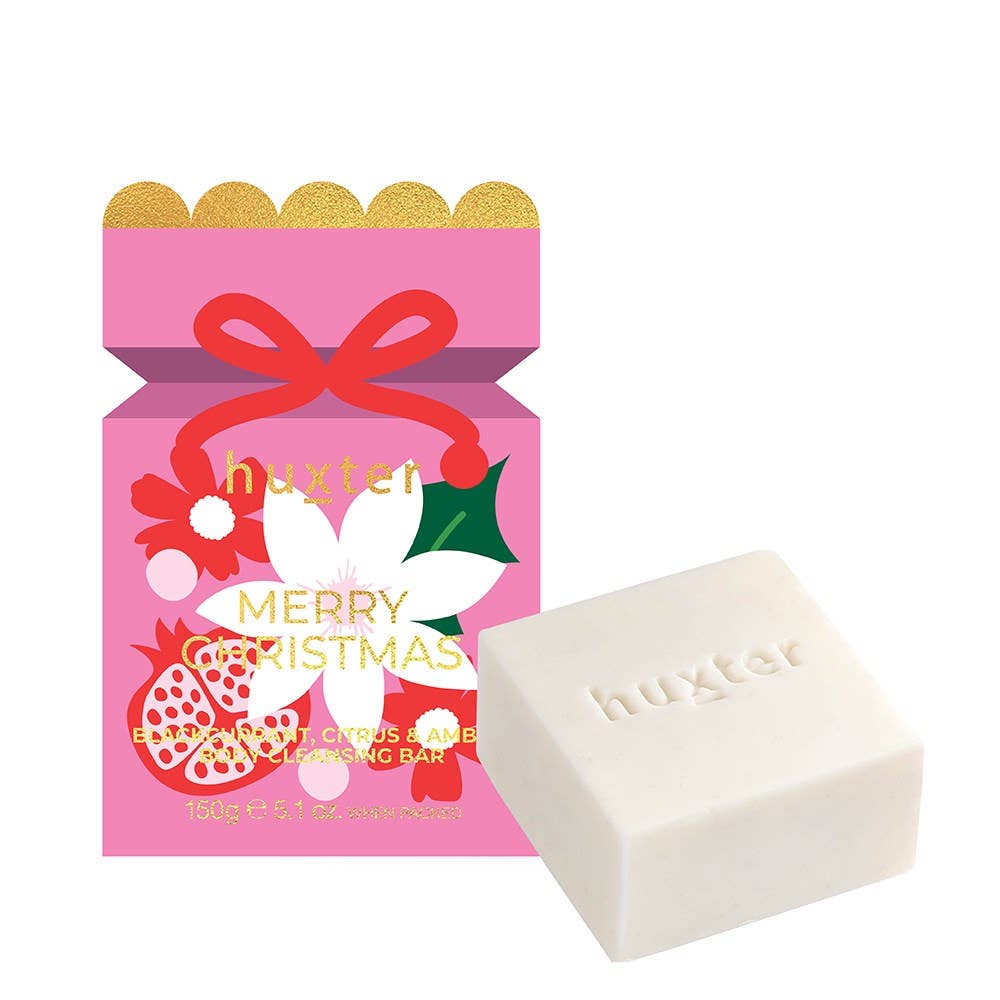 Body Cleansing Bar Bon Bon - Pink - Xmas Flowers Collection - Soap - Blackcurrant, Citrus & Amber