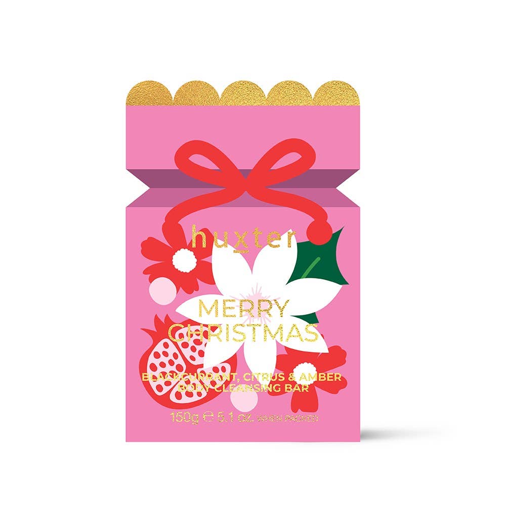 Body Cleansing Bar Bon Bon - Pink - Xmas Flowers Collection - Soap - Blackcurrant, Citrus & Amber