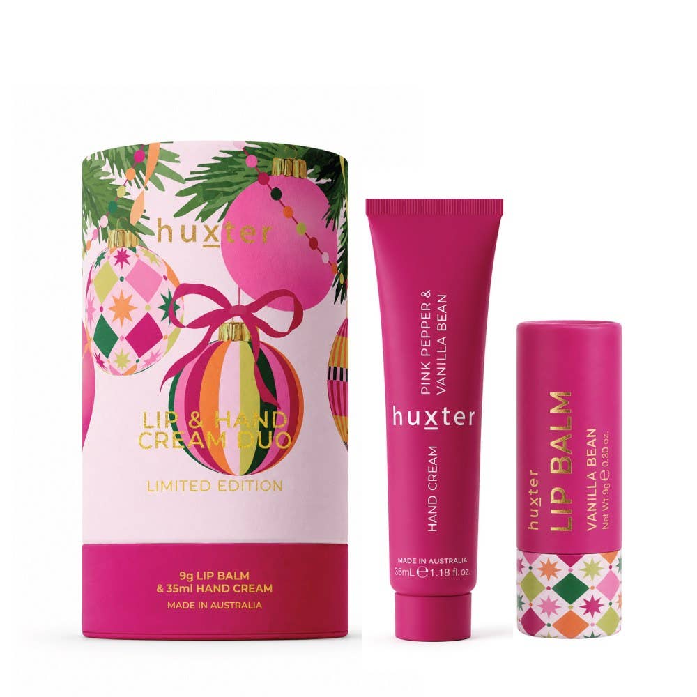 Lip & Hand Cream Duo - Adorned Xmas - (Incl. Pink Pepper & Vanilla Bean 35mlH'Cream + Vanilla Bean 9gm Lip Balm)