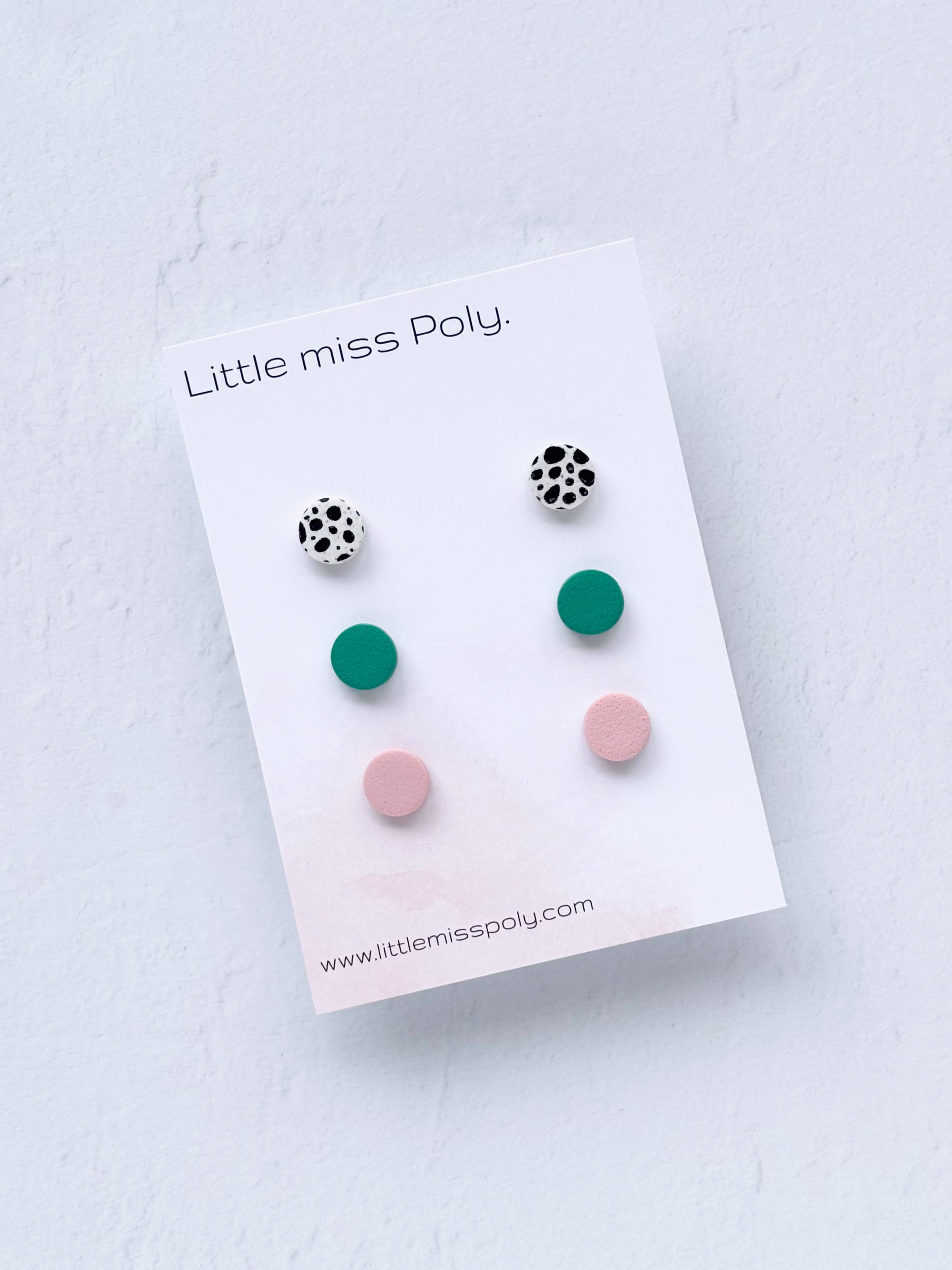 Cleo Triple Mini Stud Pack - Forest Green & Dusty Pink