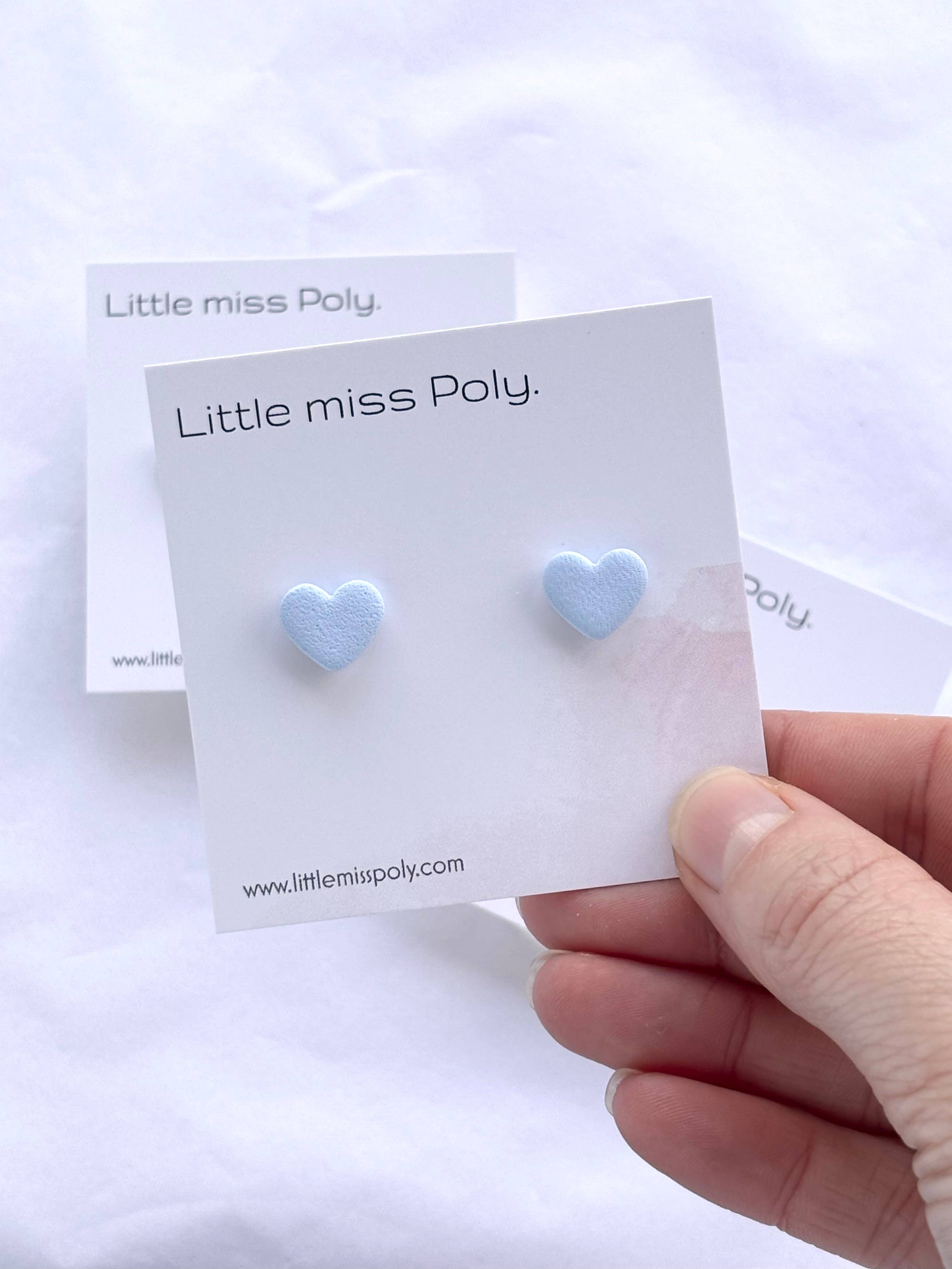 Mini Heart Stud - Soft Blue