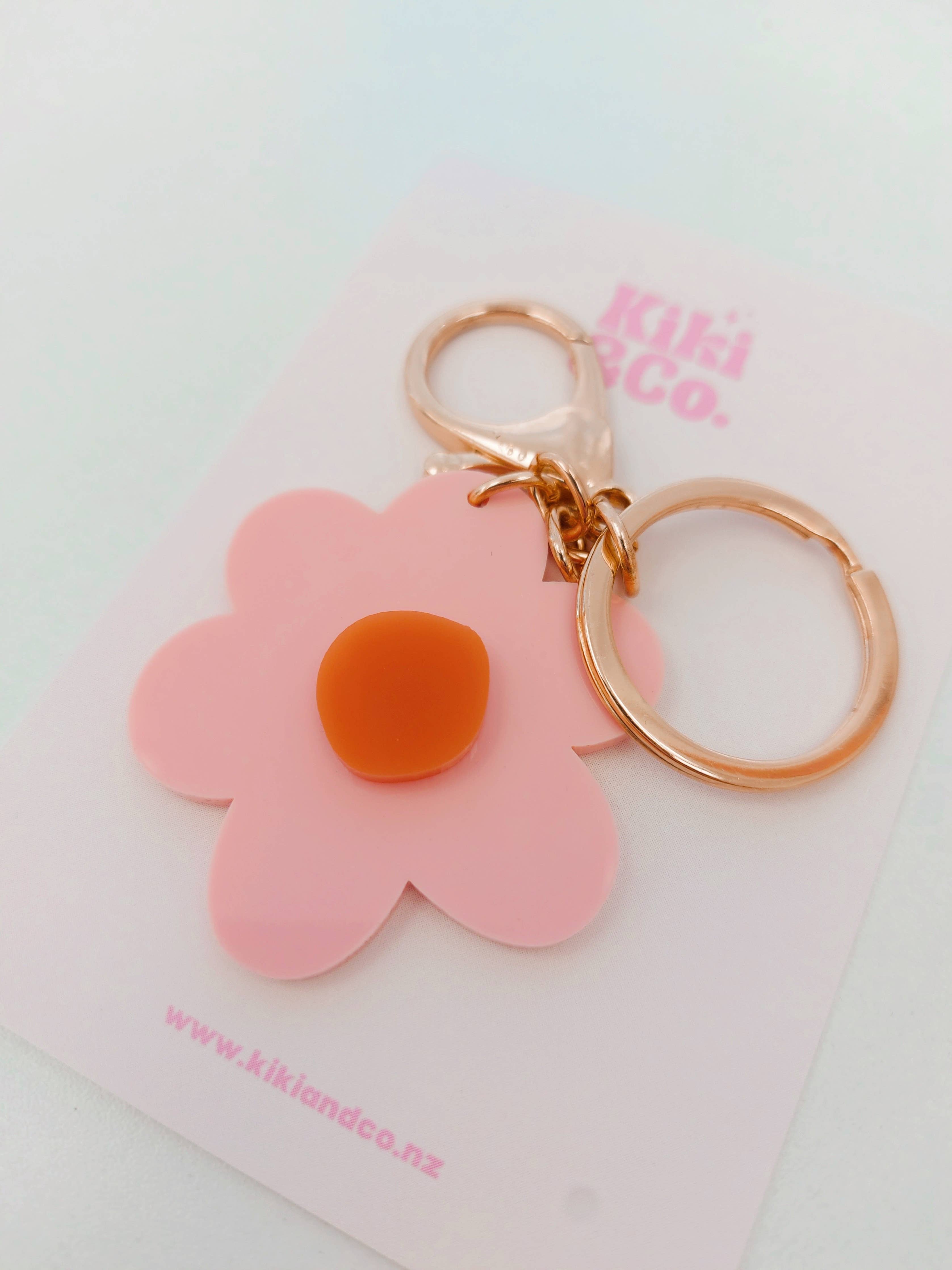 Daisy keyring - Pink/Orange