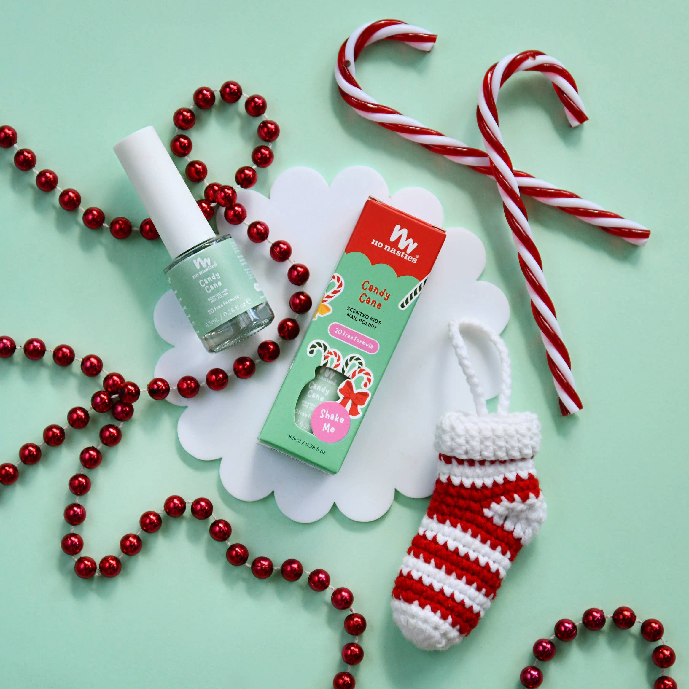 Water Based Scented Scratch Off Kids Nail Polish - Candy Cane