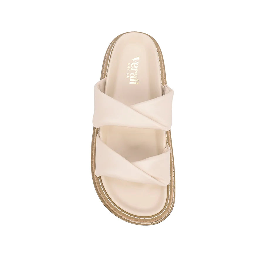 TEAGAN FLATFORM SLIDES - BONE WHITE