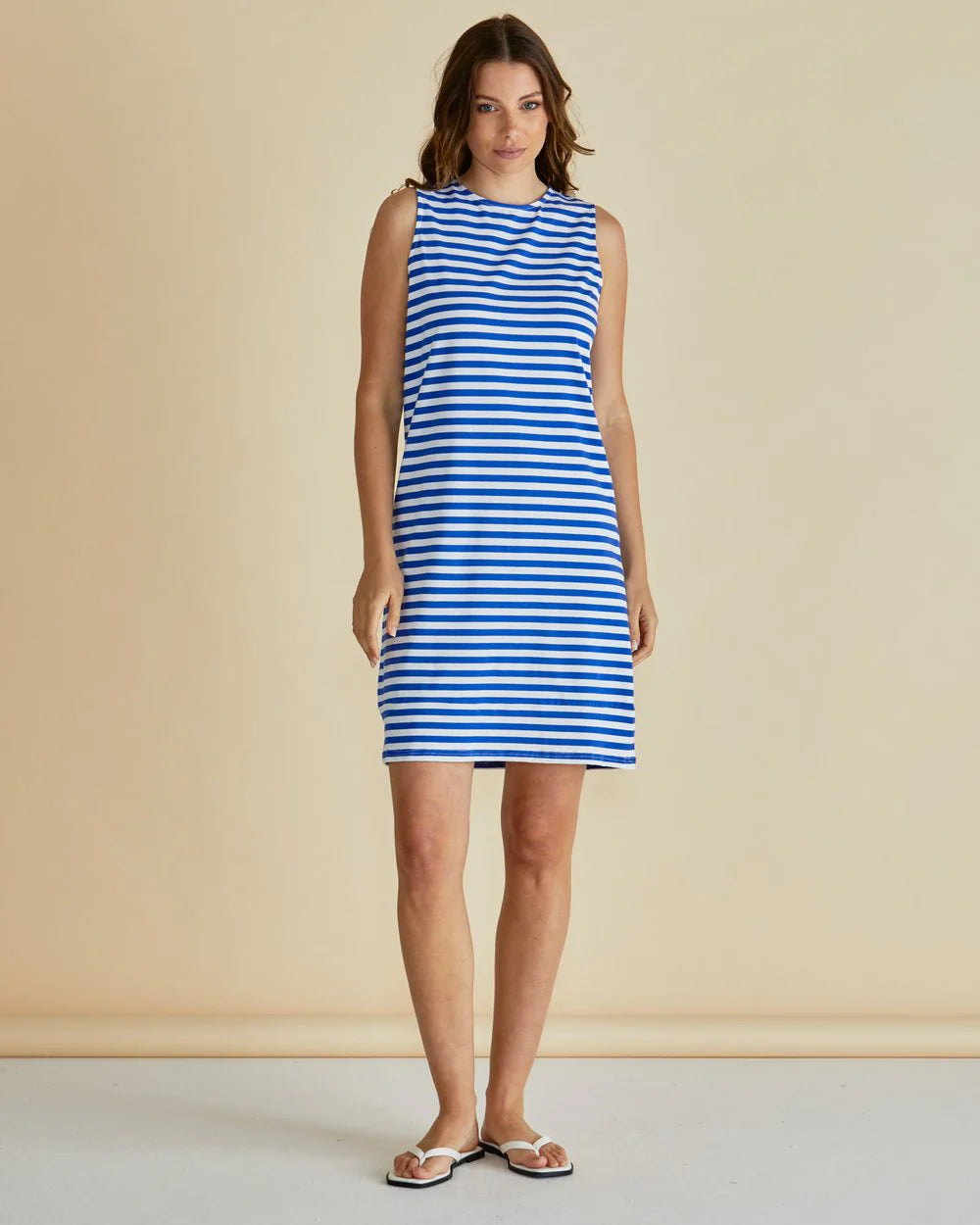 Tia Tank Dress - Royal Blue Stripe