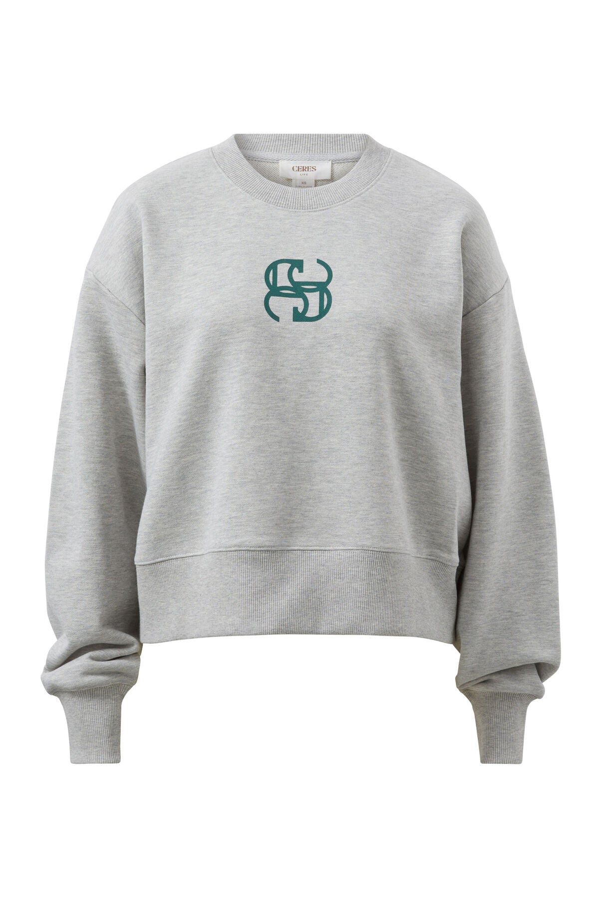 Cropped Slouchy Crew - Grey Marle