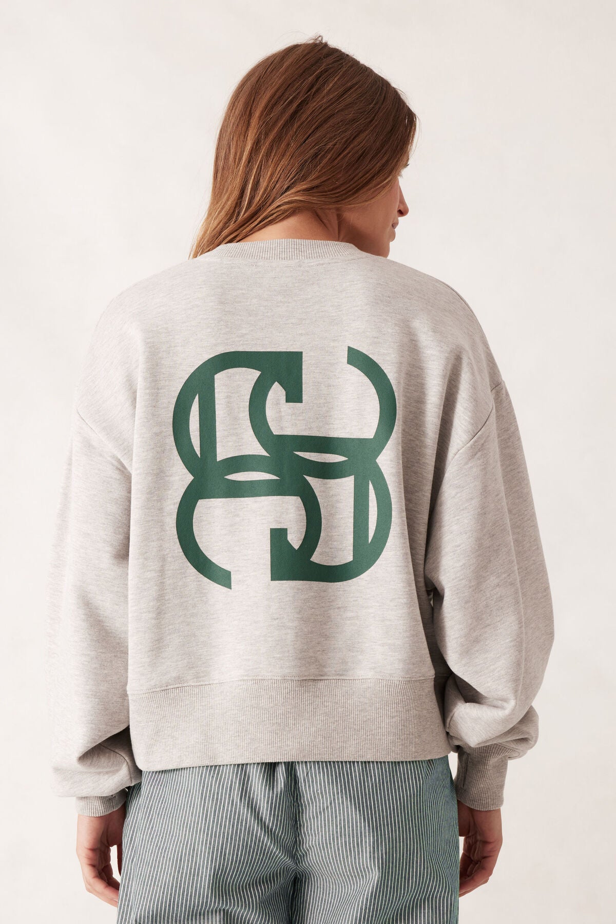 Cropped Slouchy Crew - Grey Marle