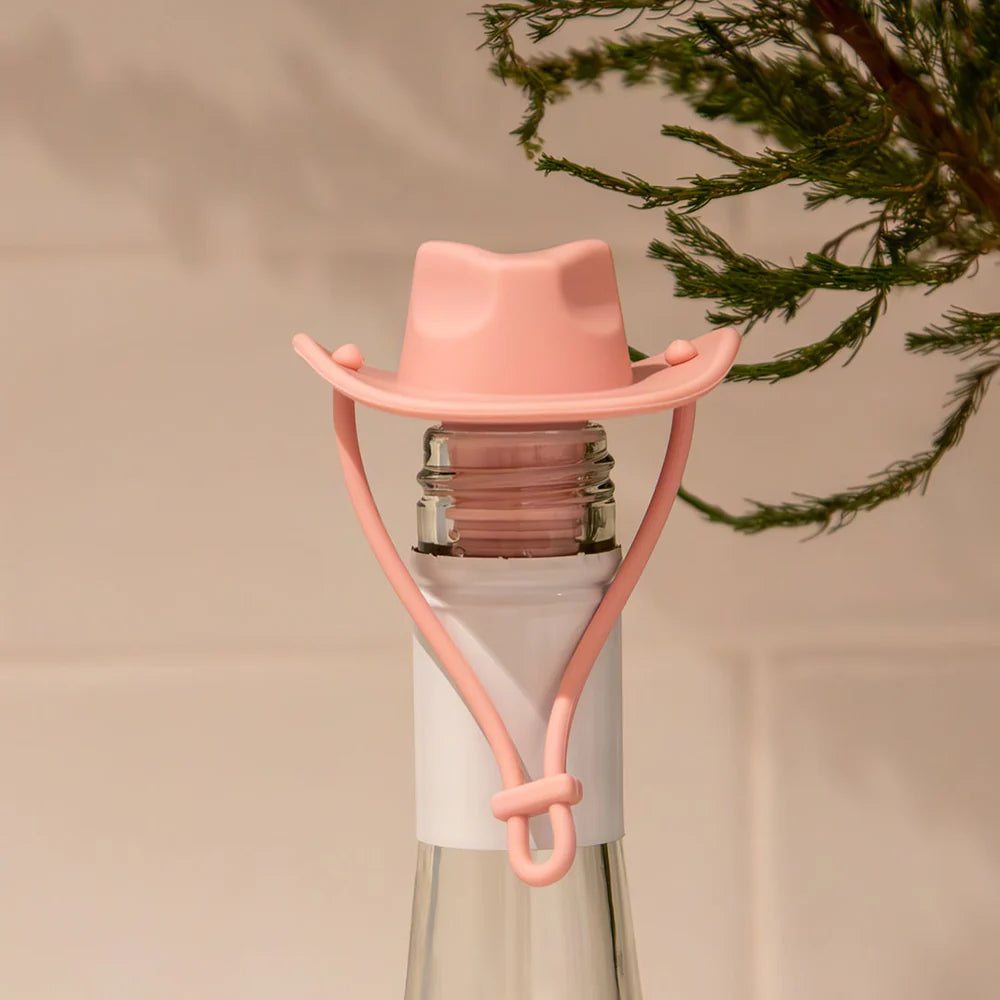 YEEHAW COWBOY HAT WINE BOTTLE STOPPER - Pink
