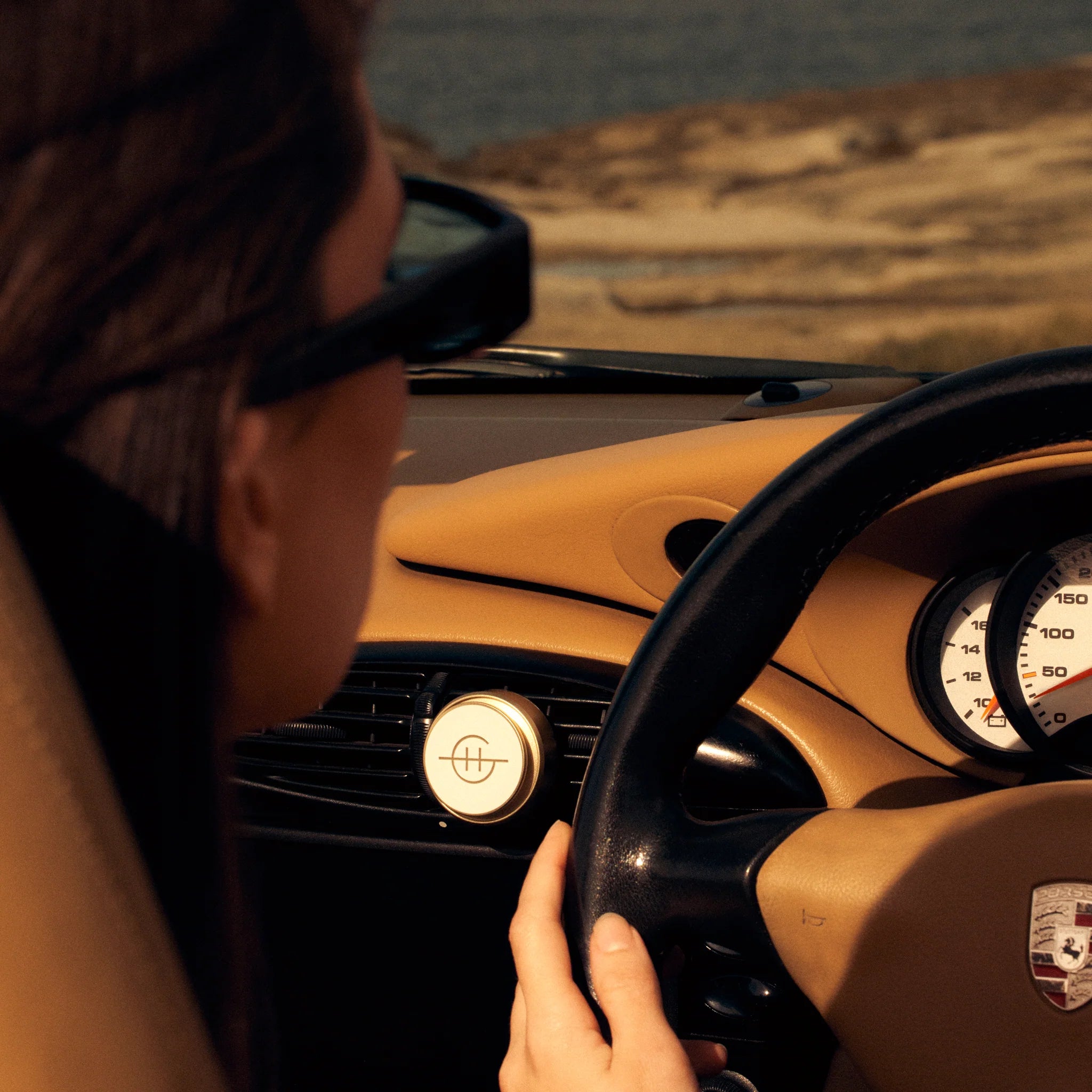 Glasshouse Fragrances Car Diffuser in A Tahaa Affair with elegant design and fragrance beads for fresh, inviting car scent.