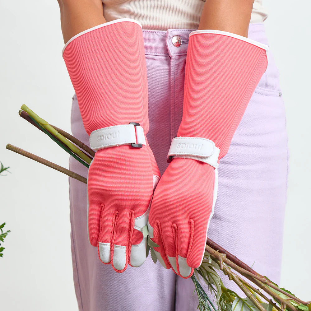 Sprout Long Sleeve Garden Gloves - Coral
