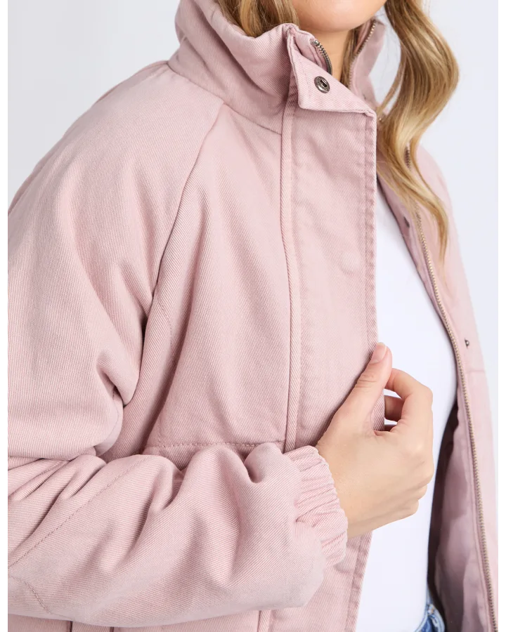 Foxwood Rosalee Jacket in Woodrose color, shown on a hanger with detailed fabric and stylish design.