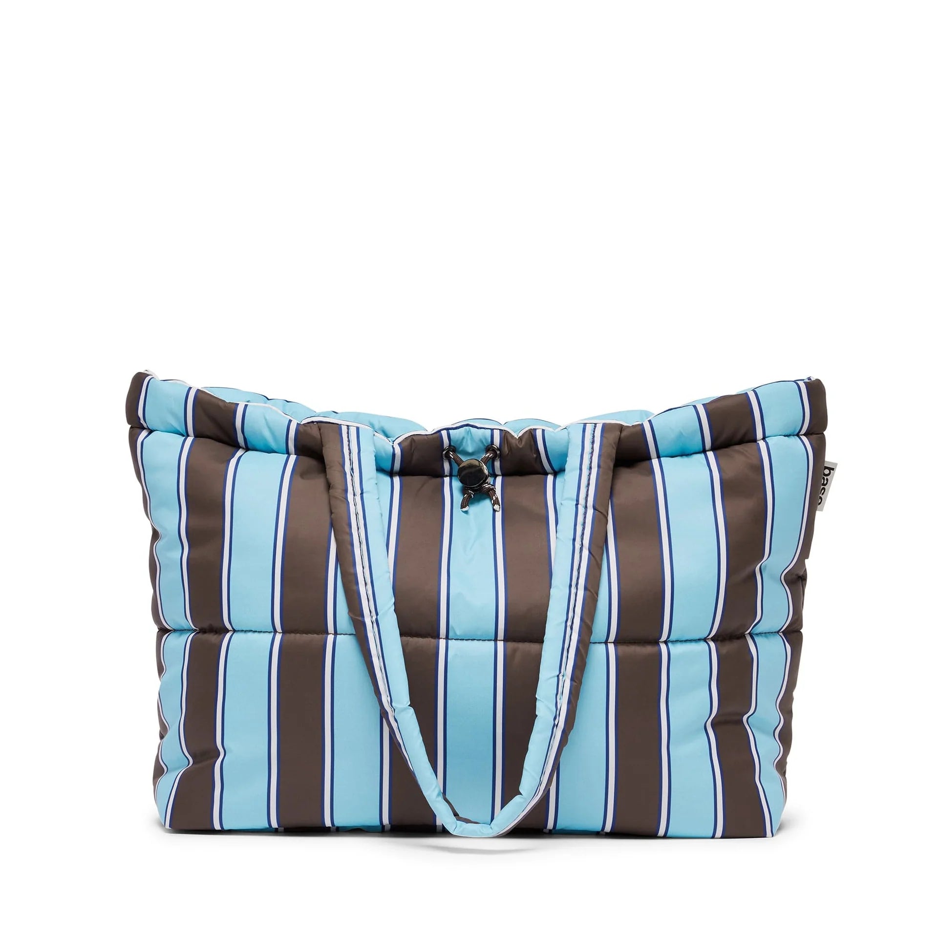 Scrunch Base in Choc Brown Stripe by Base Supply, featuring a textured fabric with brown and white stripe pattern.