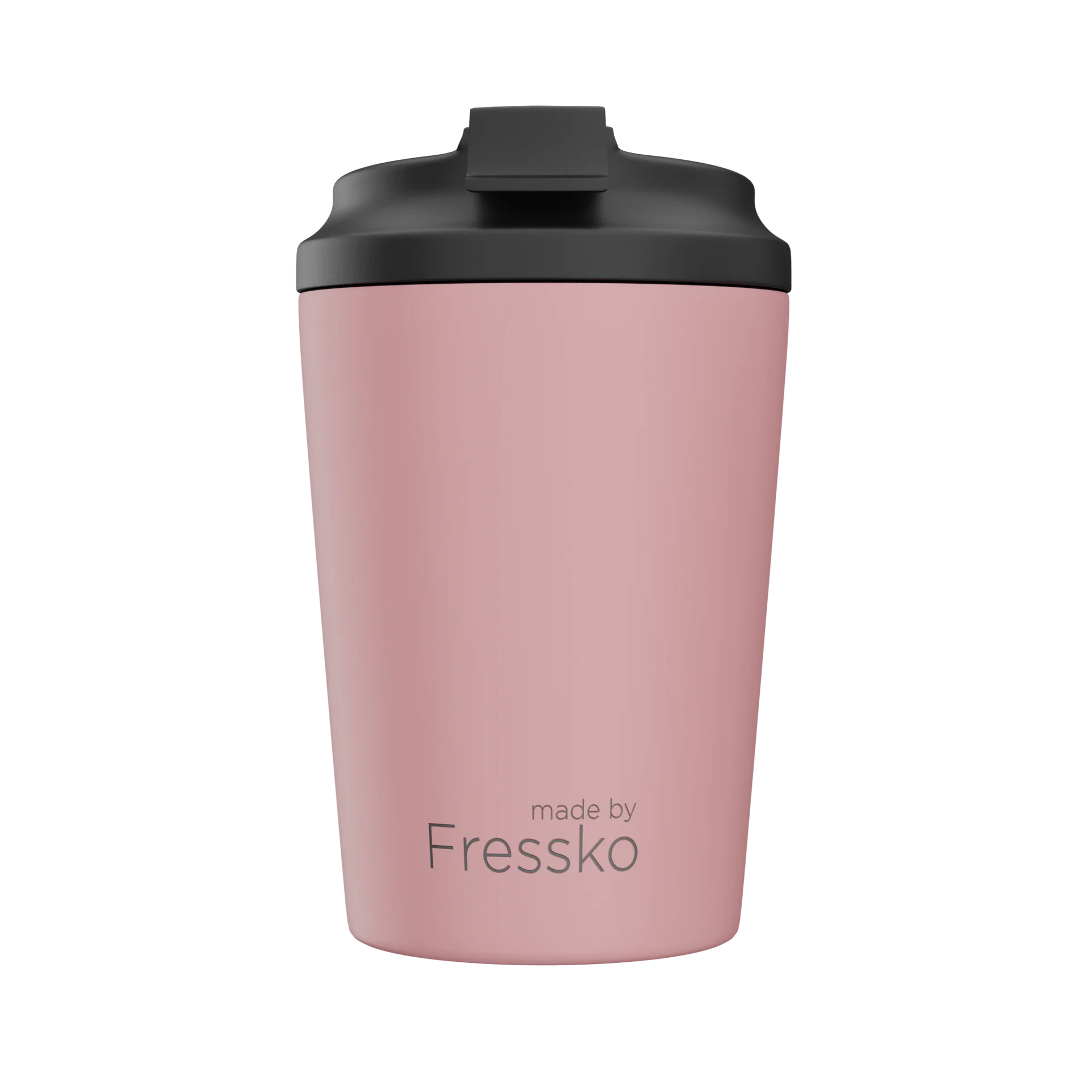 Fressko Camino Floss 340ml reusable stainless steel water bottle with black lid and sleek design.
