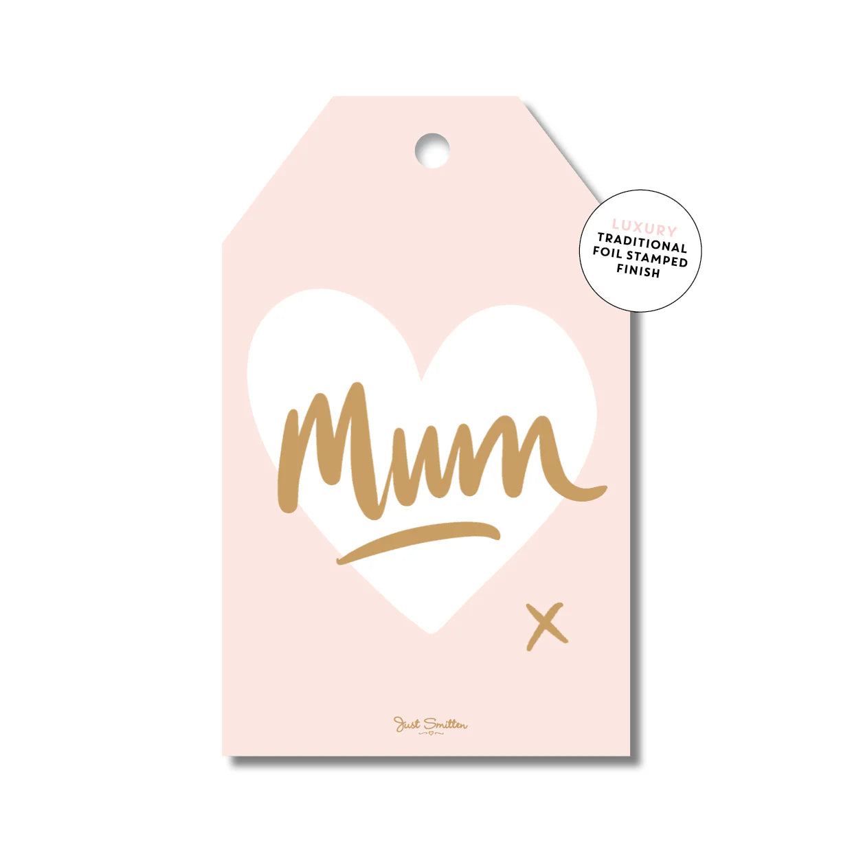 Just Smitten Mum Heart decorative item featuring a pink heart shape with "Mum" inscription, perfect for sentimental gifting.