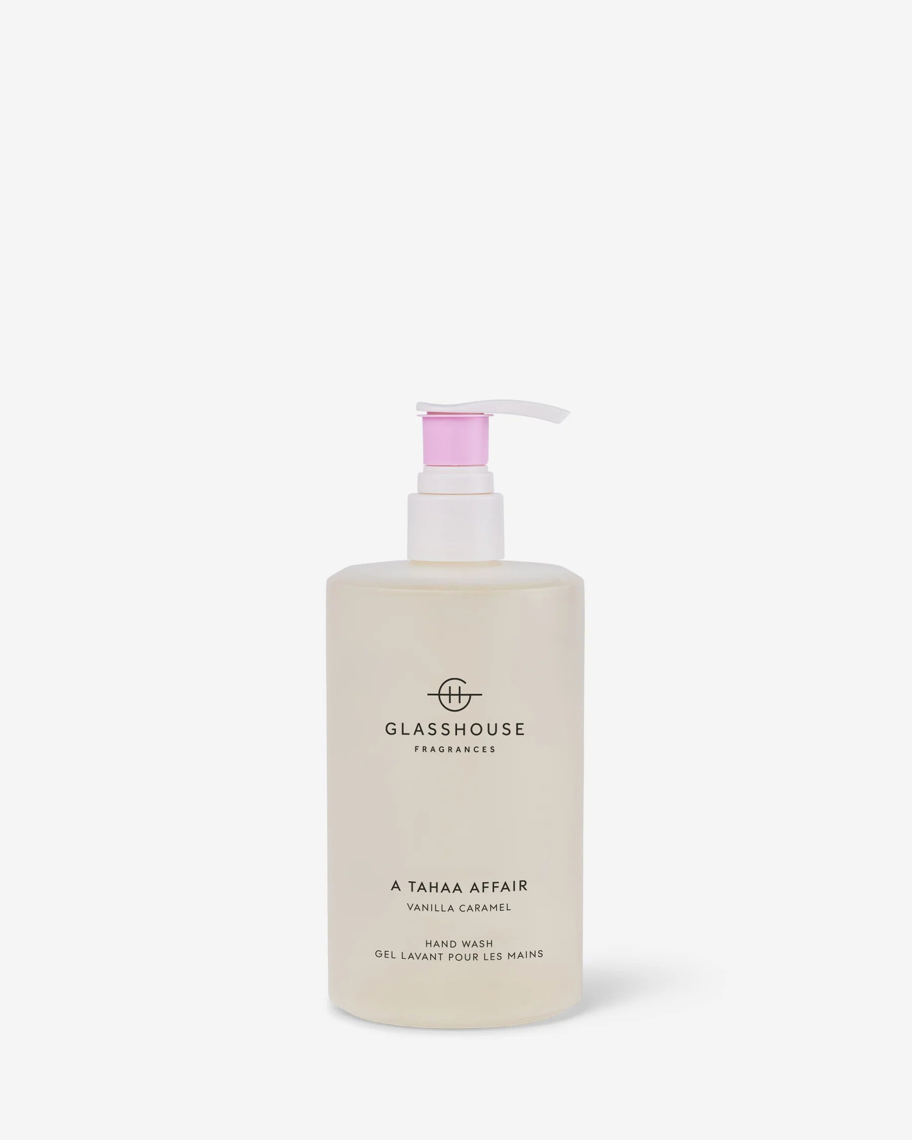 Glasshouse Fragrances TAHAA AFFAIR Vanilla Caramel Hand Wash 450ml bottle with pump dispenser and elegant label