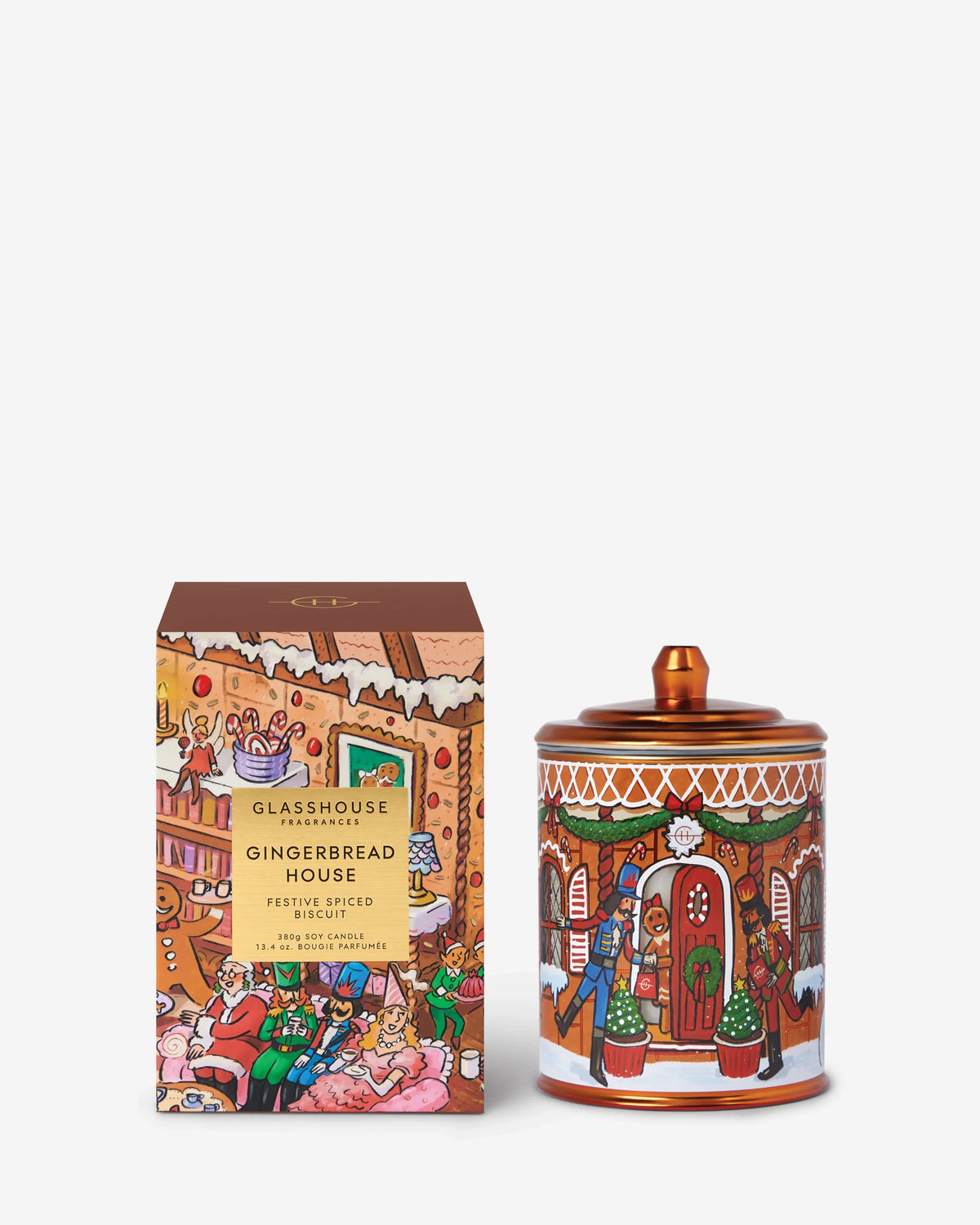 Glasshouse GINGERBREAD HOUSE Festive Spiced Biscuit - 380g Scented Candle