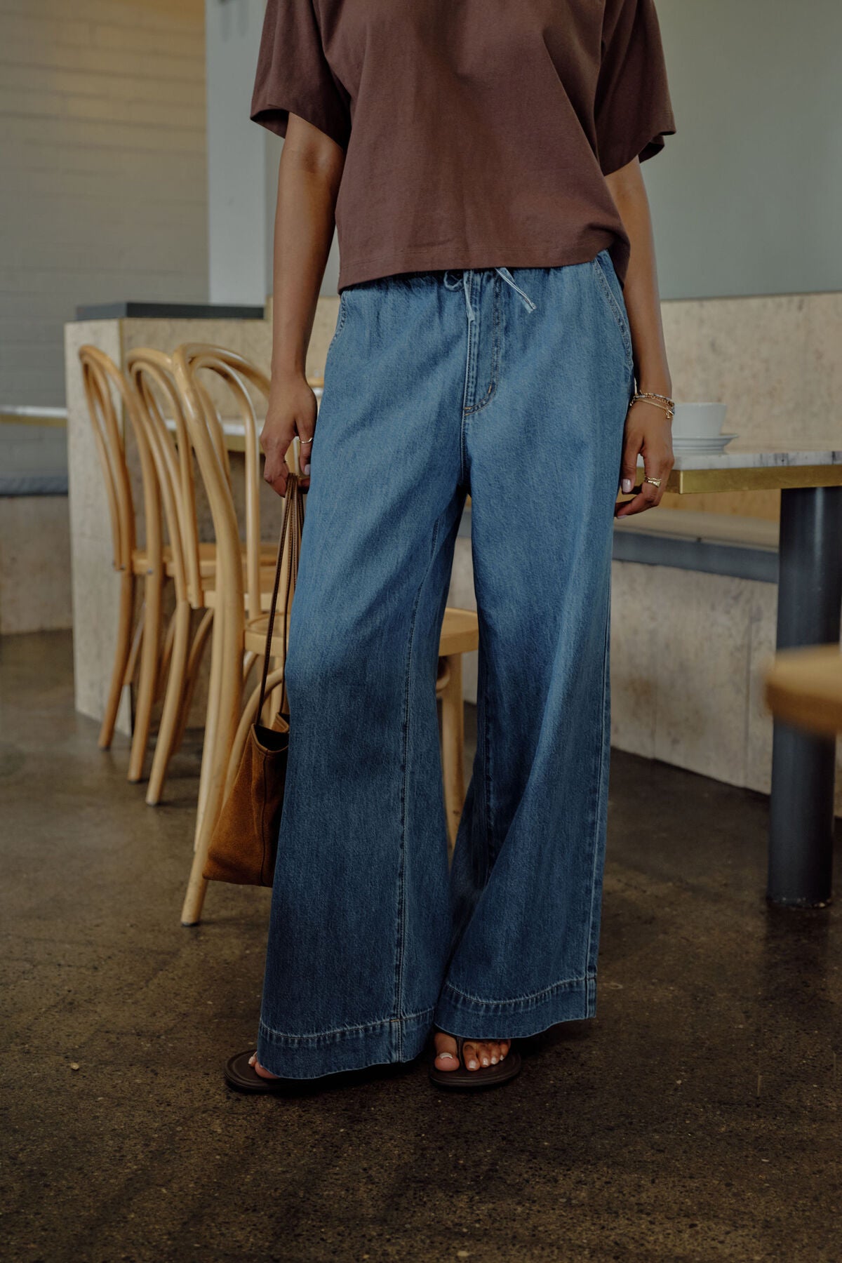 Andie Wide Leg Drawstring Pant - Fresh Indigo