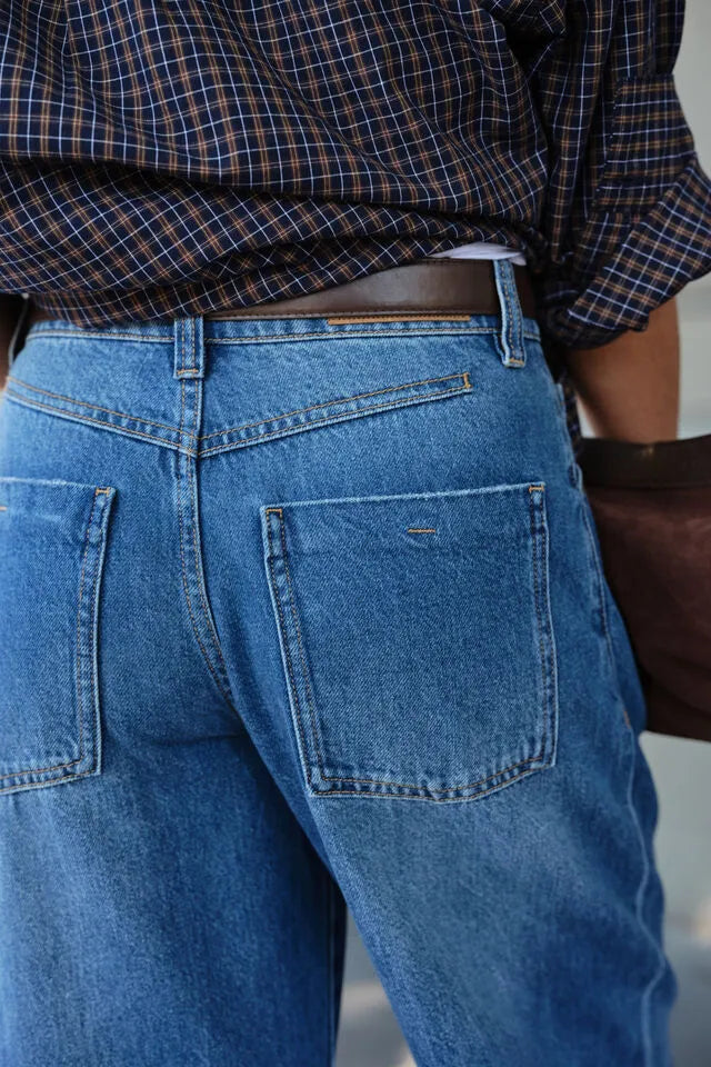 FRANNIE CUFFED BARREL JEAN/FRESH INDIGO