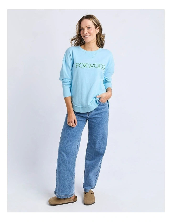 Foxwood Simplifed Metallic Crew - Light Blue/Green