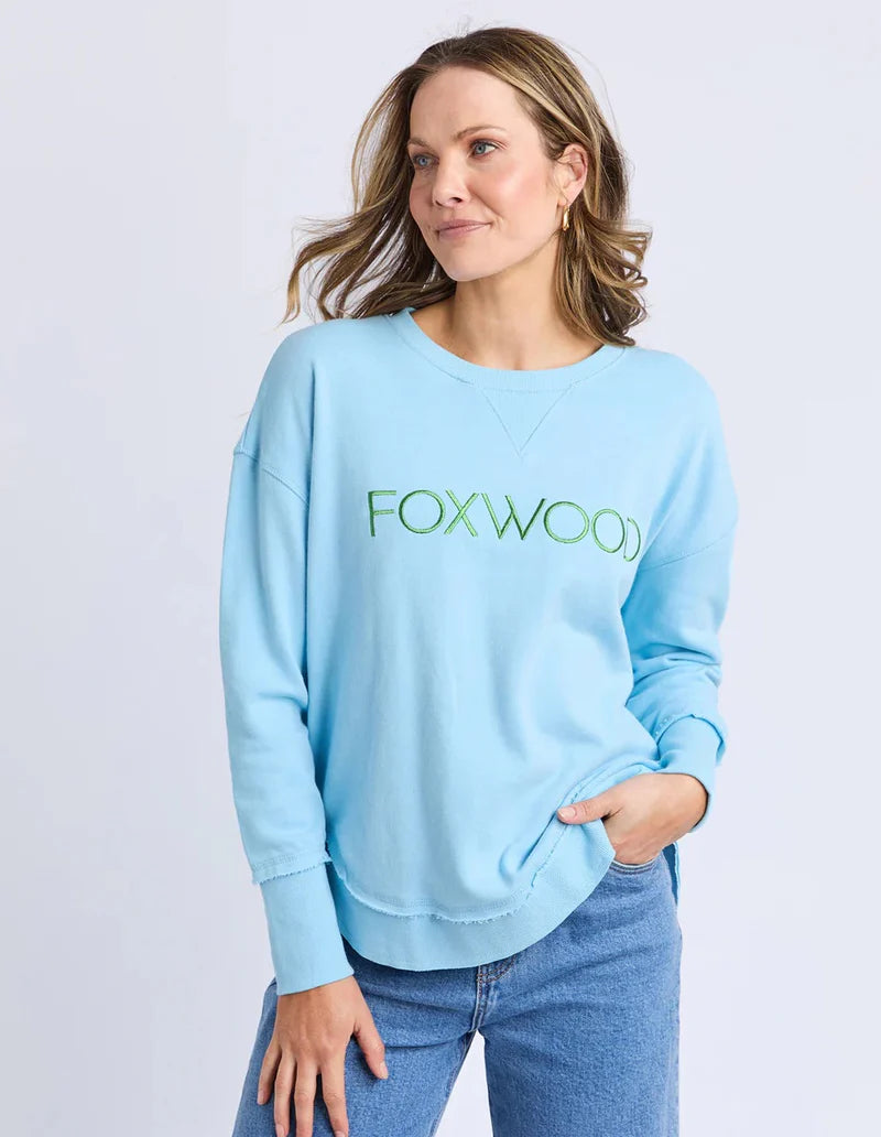 Foxwood Simplifed Metallic Crew - Light Blue/Green