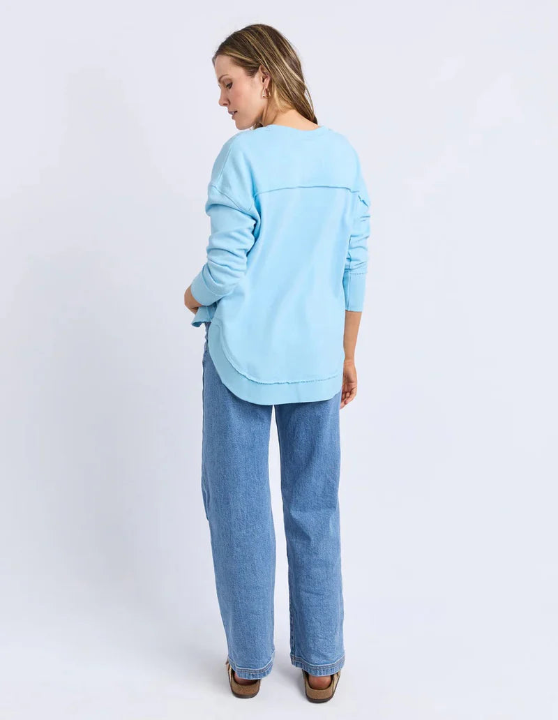 Foxwood Simplifed Metallic Crew - Light Blue/Green