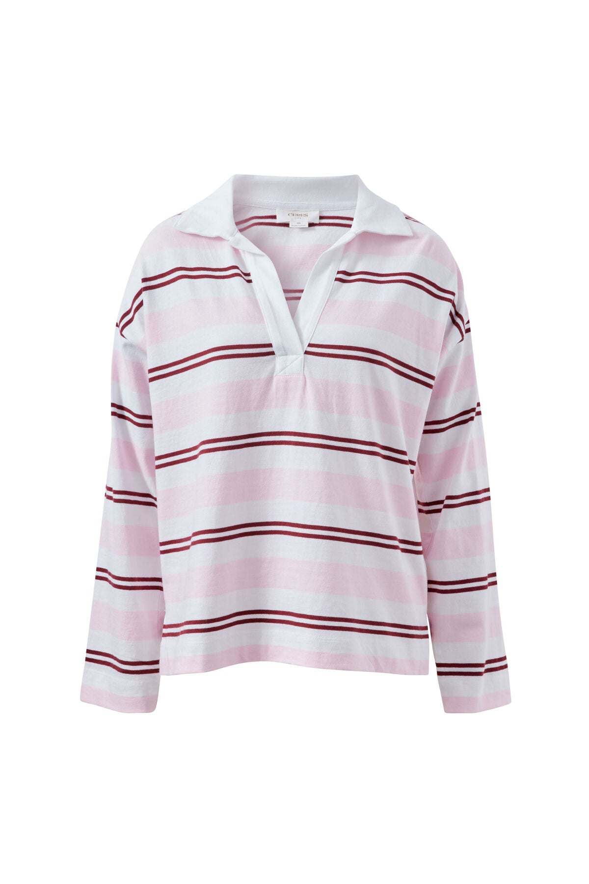 Shelby Slouchy Rugby Top - Sunfaded Pink/Mulberry Stripe