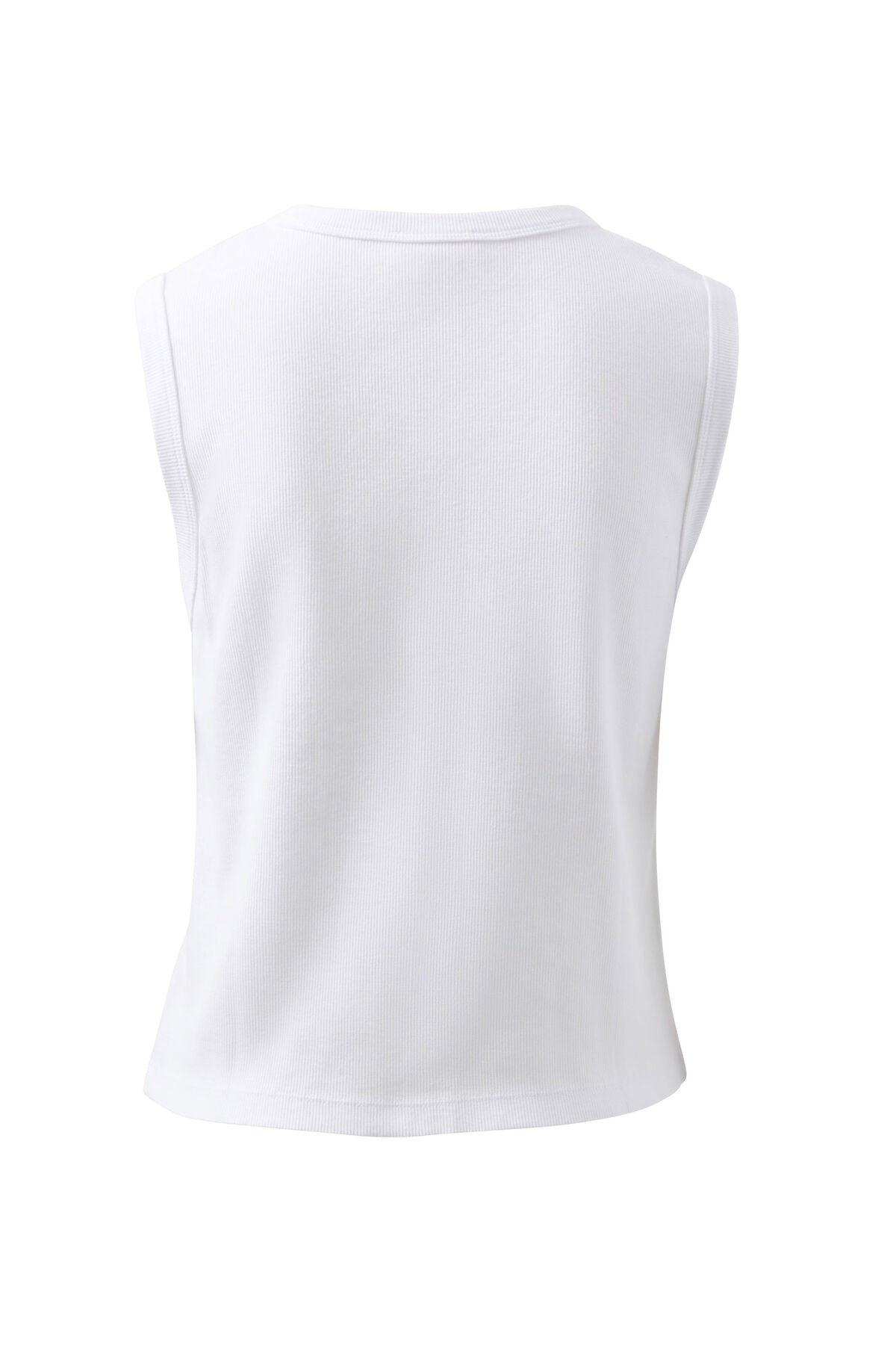 Lyla Button Through Rib Tank - White