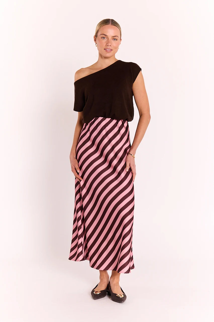 Feather + Noise Lucy Skirt - Rose Stripe