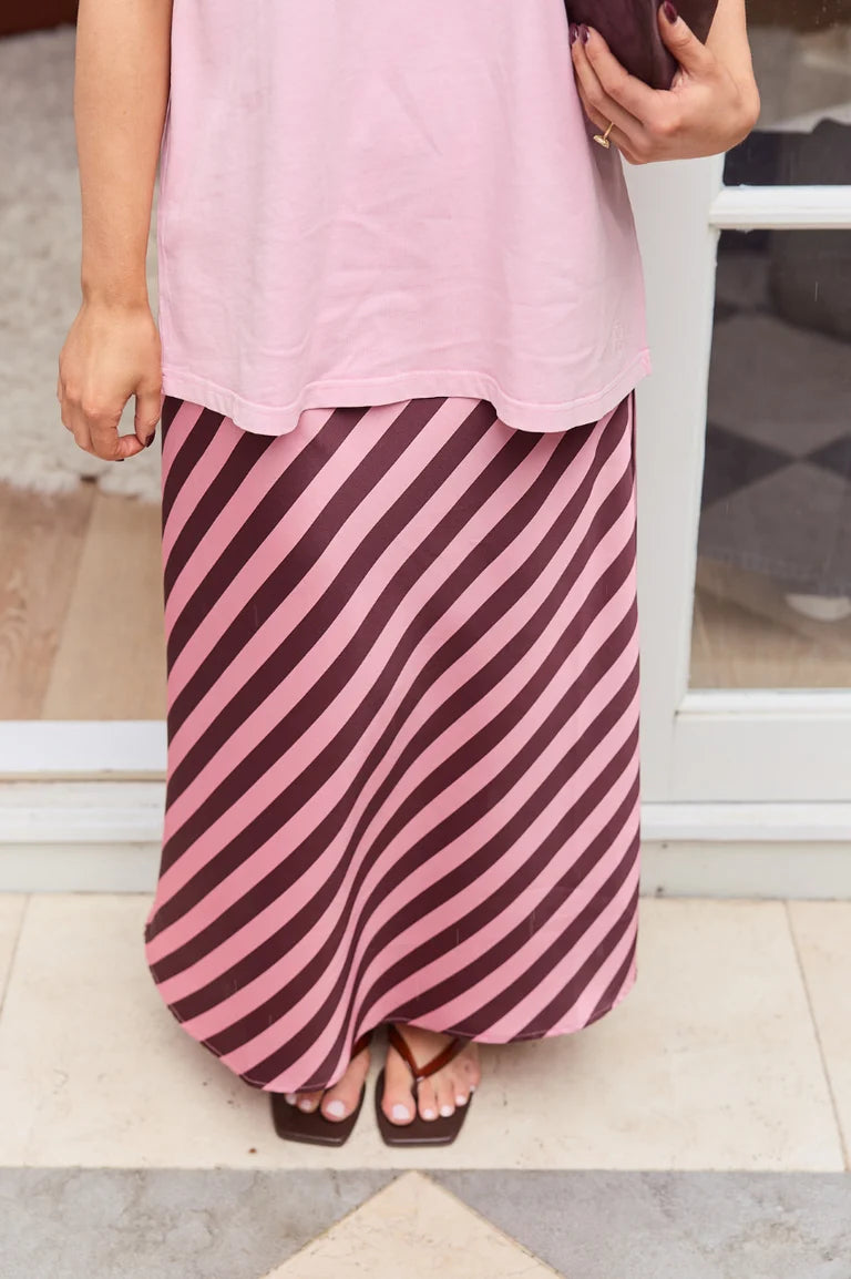 Feather + Noise Lucy Skirt - Rose Stripe
