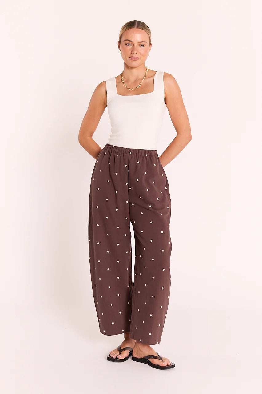 Feather + Noise Eleanor Barrel Pant - Chocolate Spot