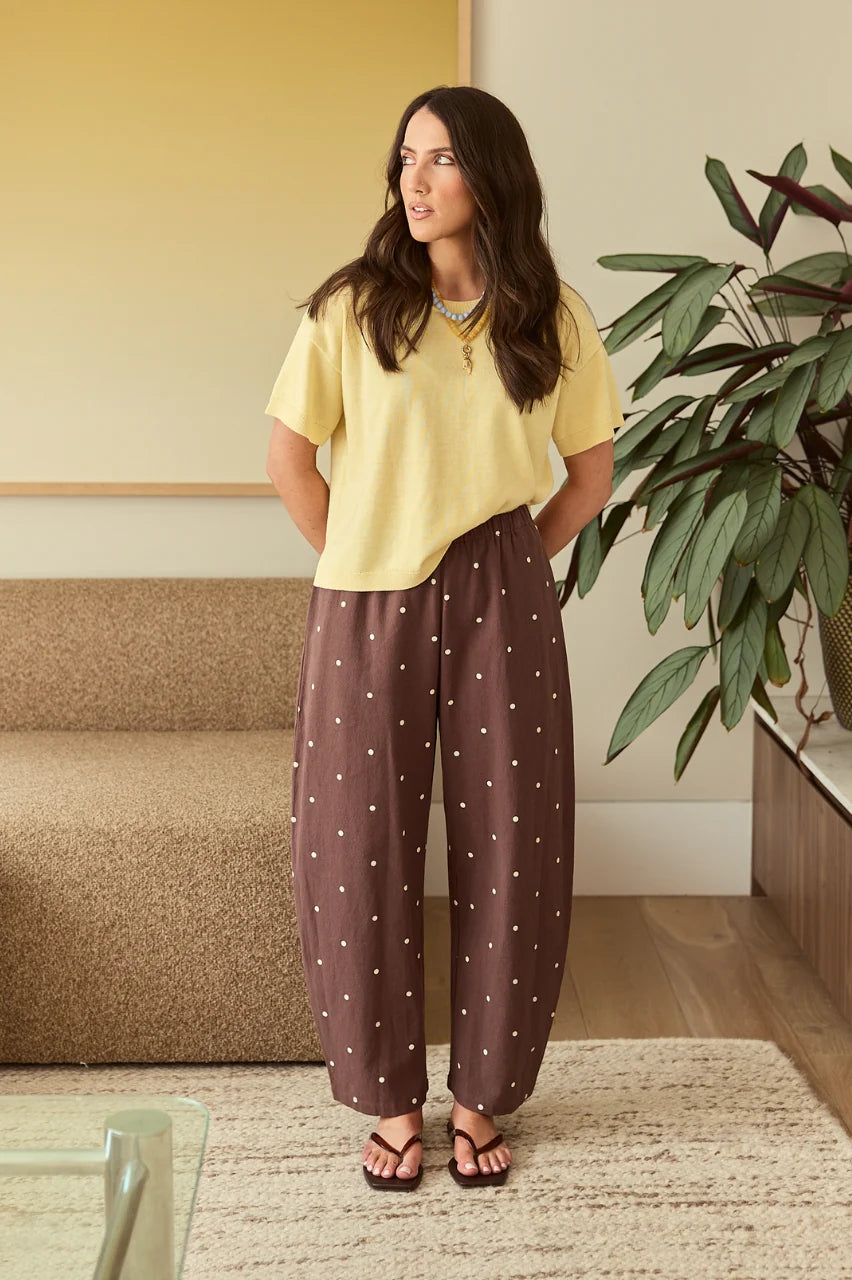 Feather + Noise Eleanor Barrel Pant - Chocolate Spot
