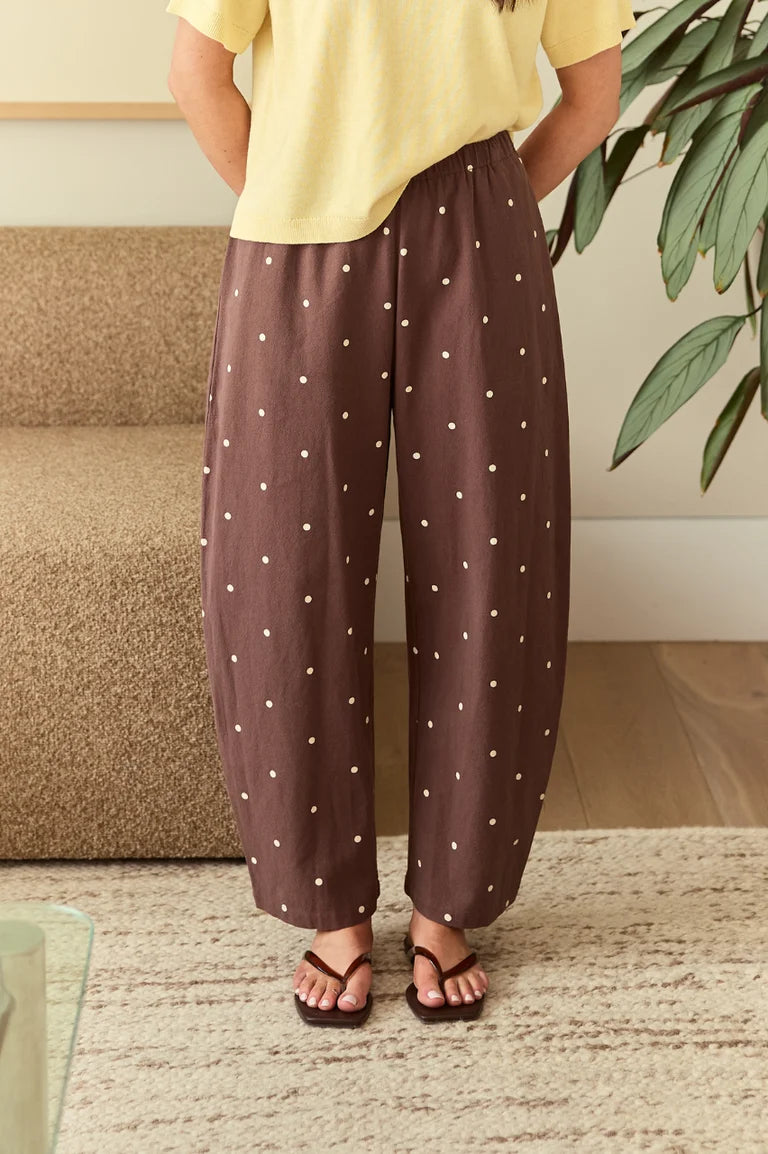 Feather + Noise Eleanor Barrel Pant - Chocolate Spot