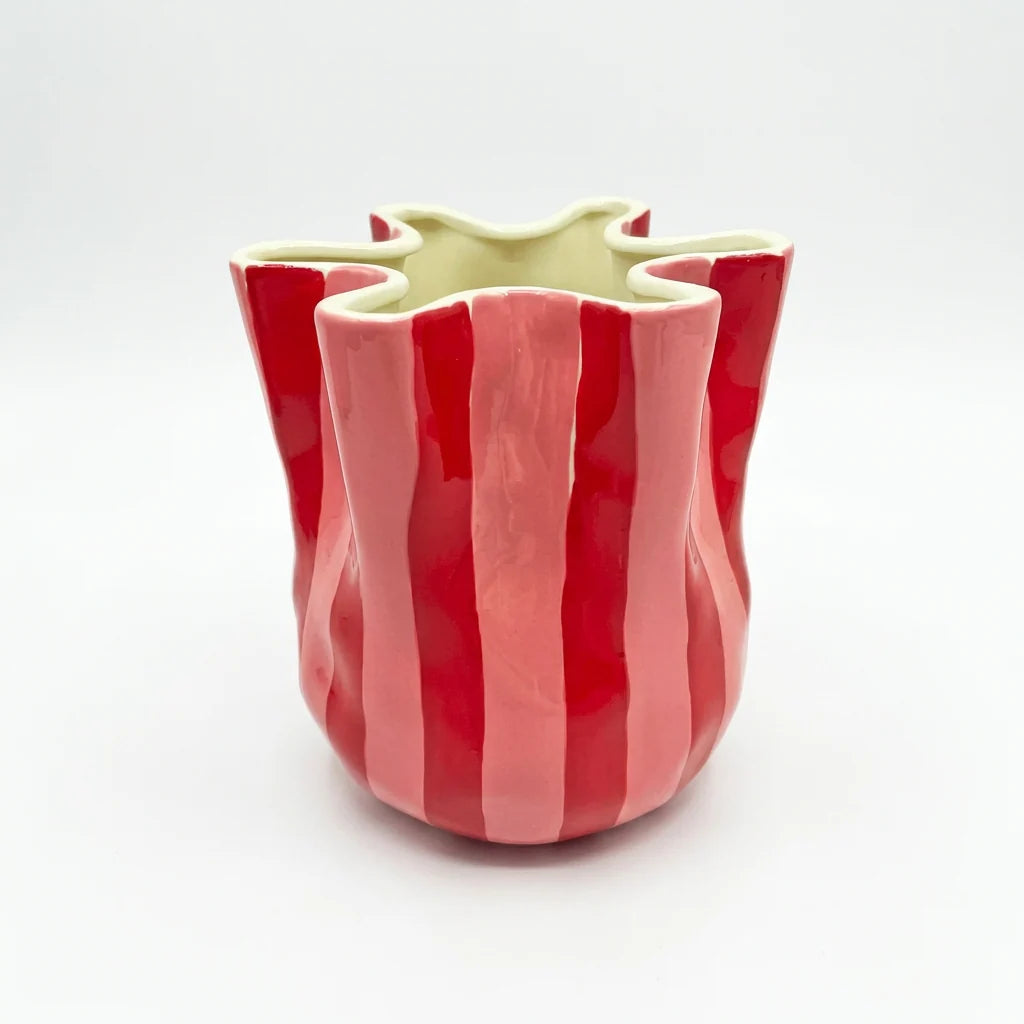 Noss Fold Vase | Red & Pink Stripe