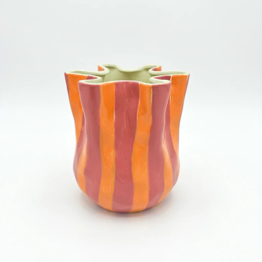 Noss Fold Vase | Pink & Orange Stripe