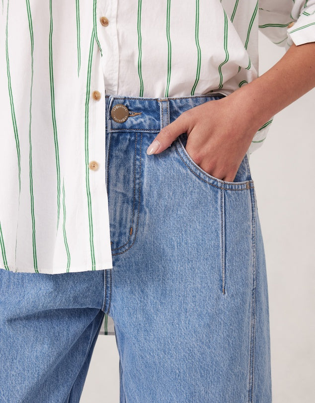 Darted Barrel Jeans - Vintage Blue