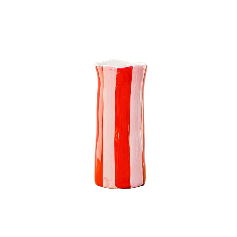 Small Red & Pink Stripe Vase